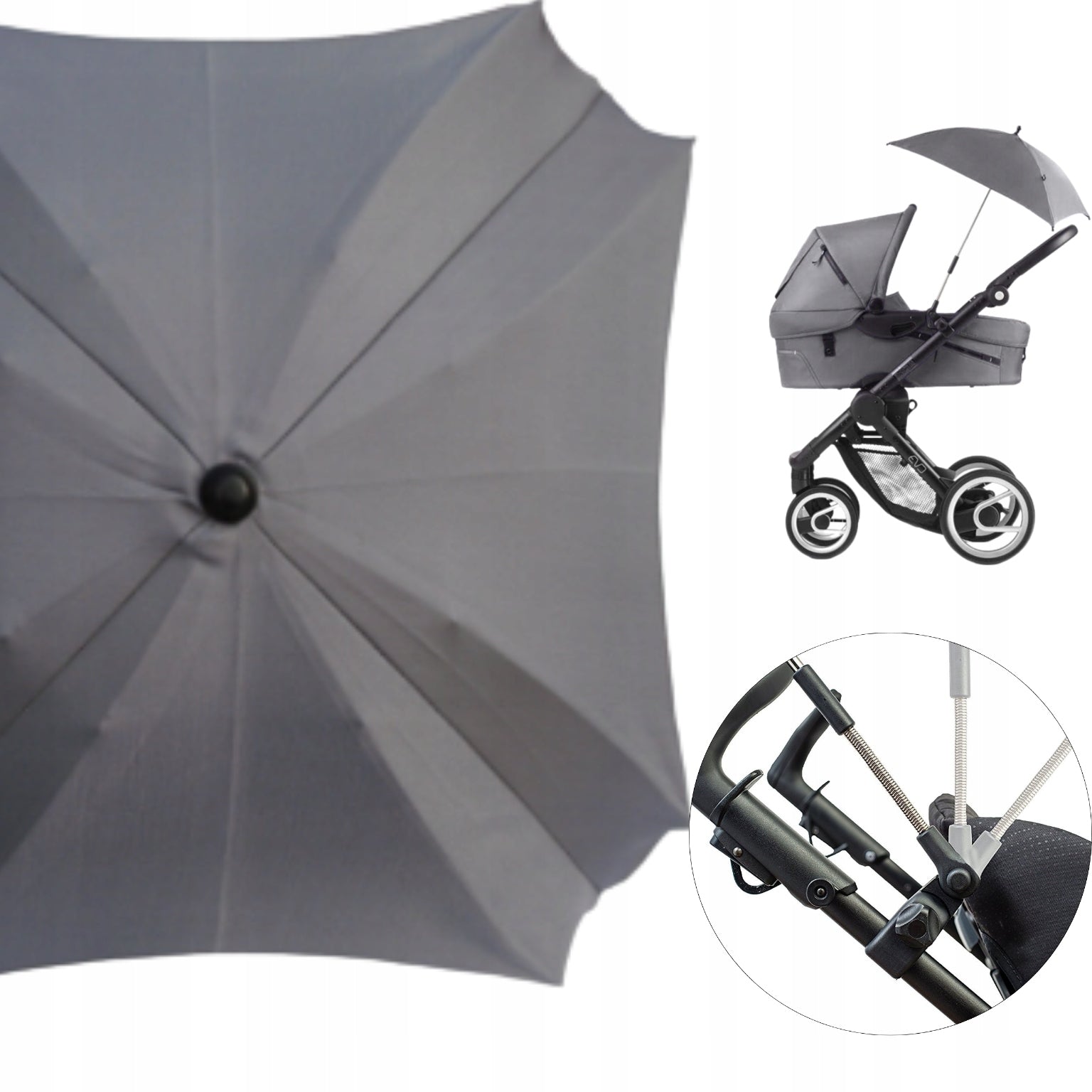 Universal umbrella square for stroller grey UV