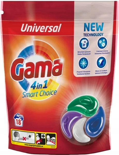 Universal washing capsules 4in1 GAMA 18 pieces