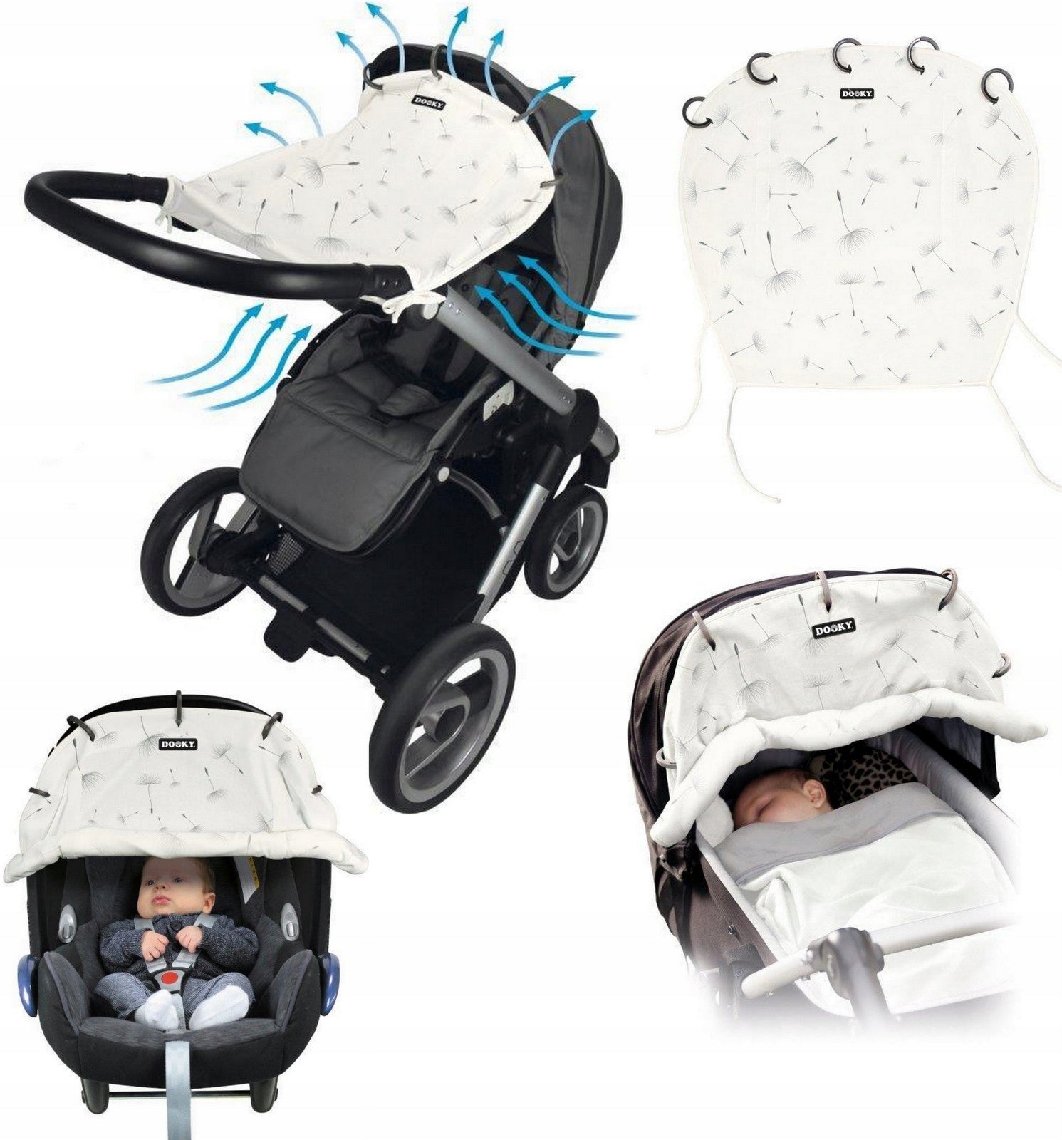 Universal wind shield for stroller and car seat Dooky Brand Dooky