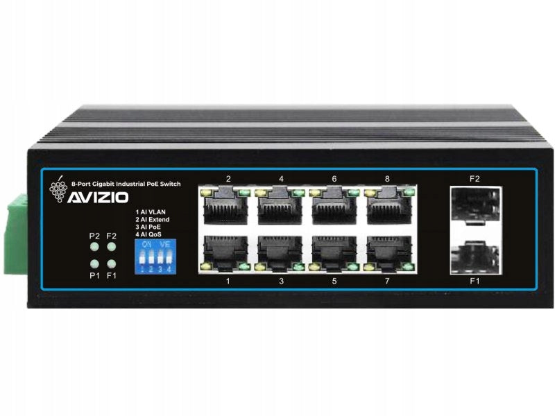 Unmanaged Industrial Switch (switch) 10xRJ45 - 8 Ports RJ45 PoE Packaging status original