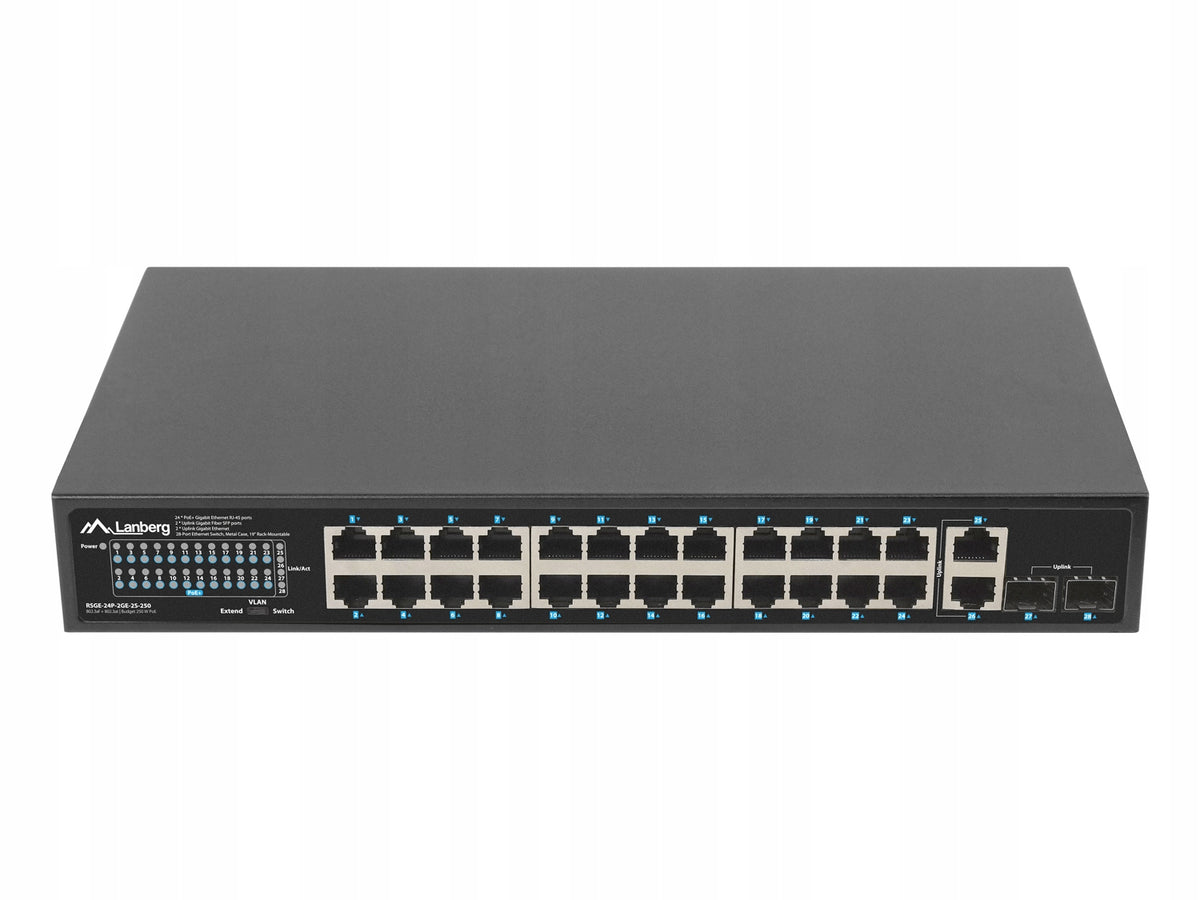 Unmanaged Switch Lanberg 24x 1Gb PoE+/2x Gb 2x SFP Rack 19" Manufacturer Lanberg