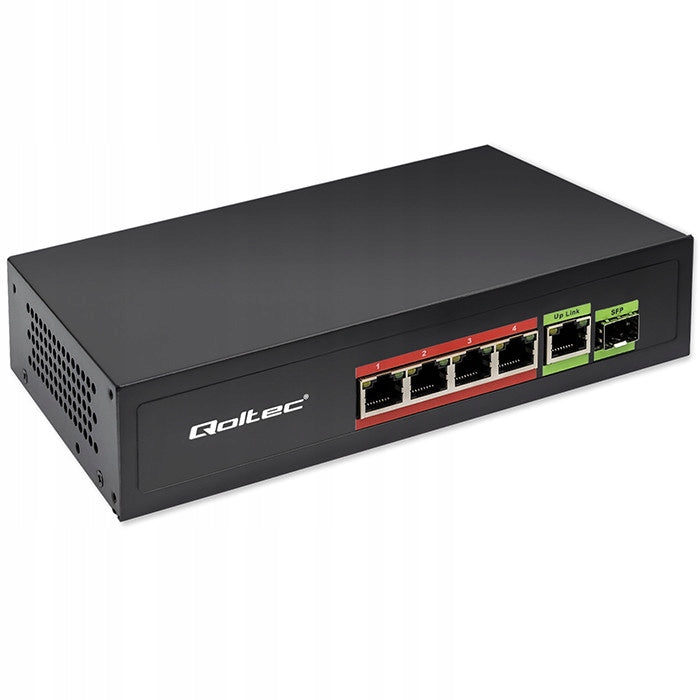 Unmanaged Switch Qoltec FAST Ethernet Network Switch 4x RJ45 PoE