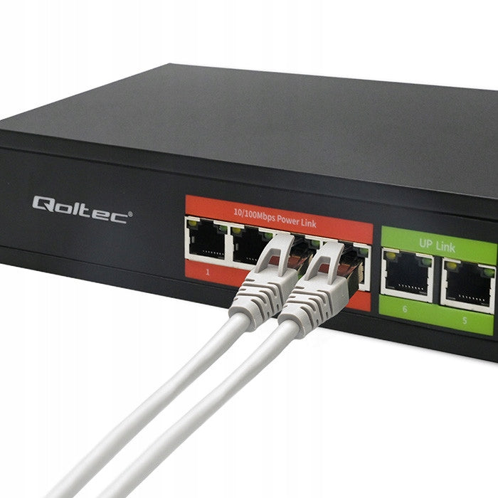 Unmanaged Switch Qoltec Fast Ethernet PoE Network Switch | 4x RJ Manufacturer Qoltec