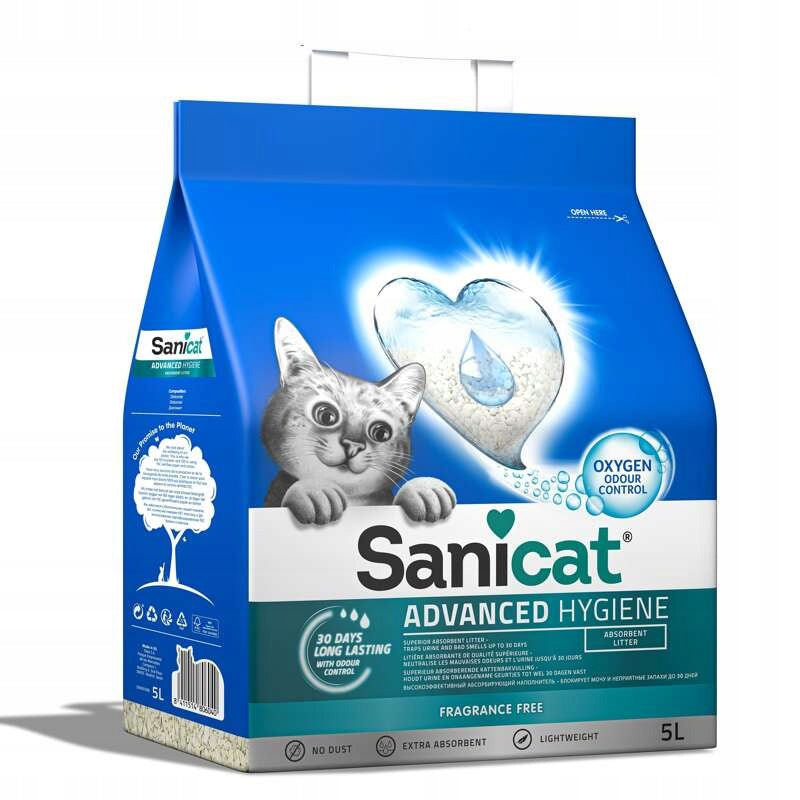 Unscented cat litter Sanicat Advanced Hygiene 5l