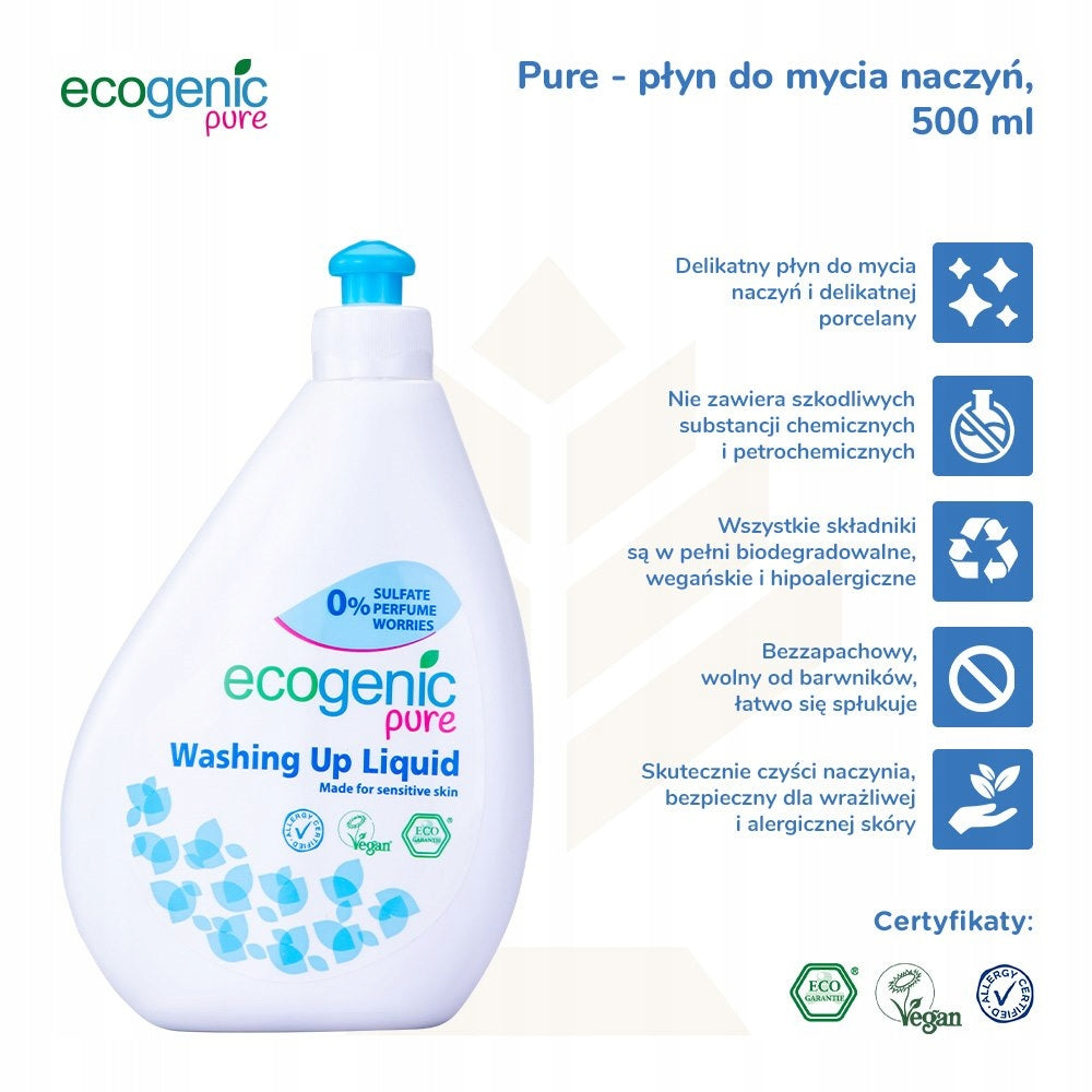 Unscented dishwashing liquid 500ml Ecogenic Pure Manufacturer code ECG05935