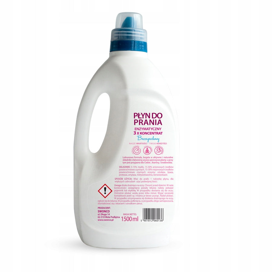 Unscented washing liquid 1,5 L - 60 washes, Swonco Brand Swonco