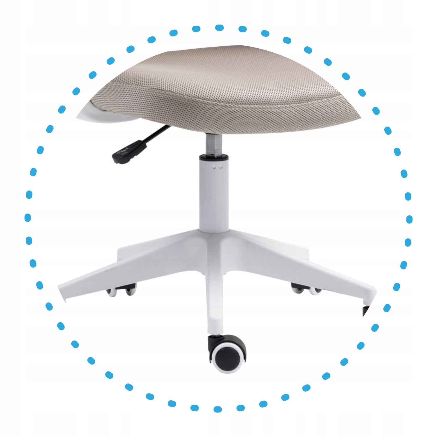 Upholstered Beige Swivel Chair For Computer Desk Ergonomic RORA Furniture depth 57 cm