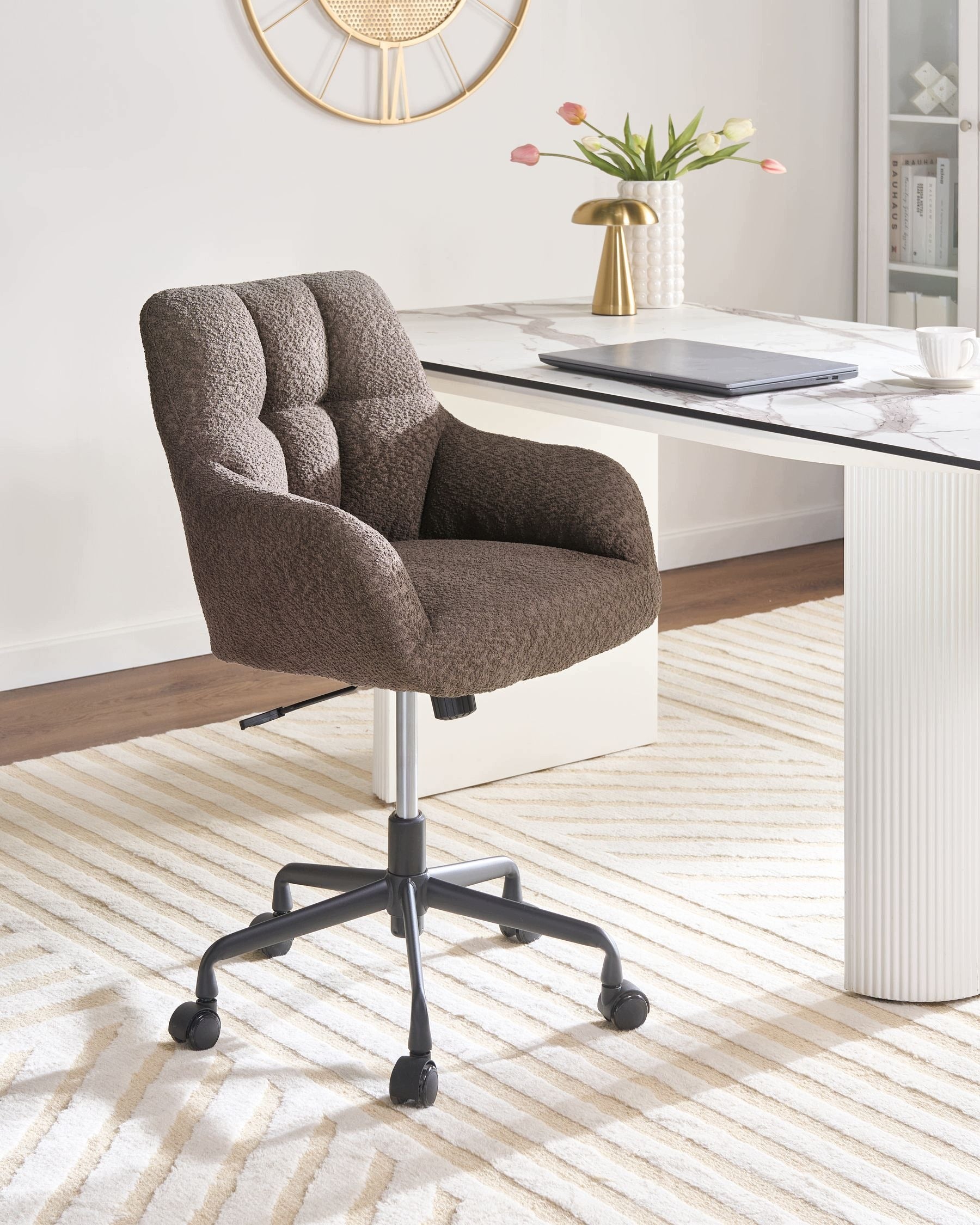 Upholstered Office Chair Dark Brown Height Adjustment Packaging status original