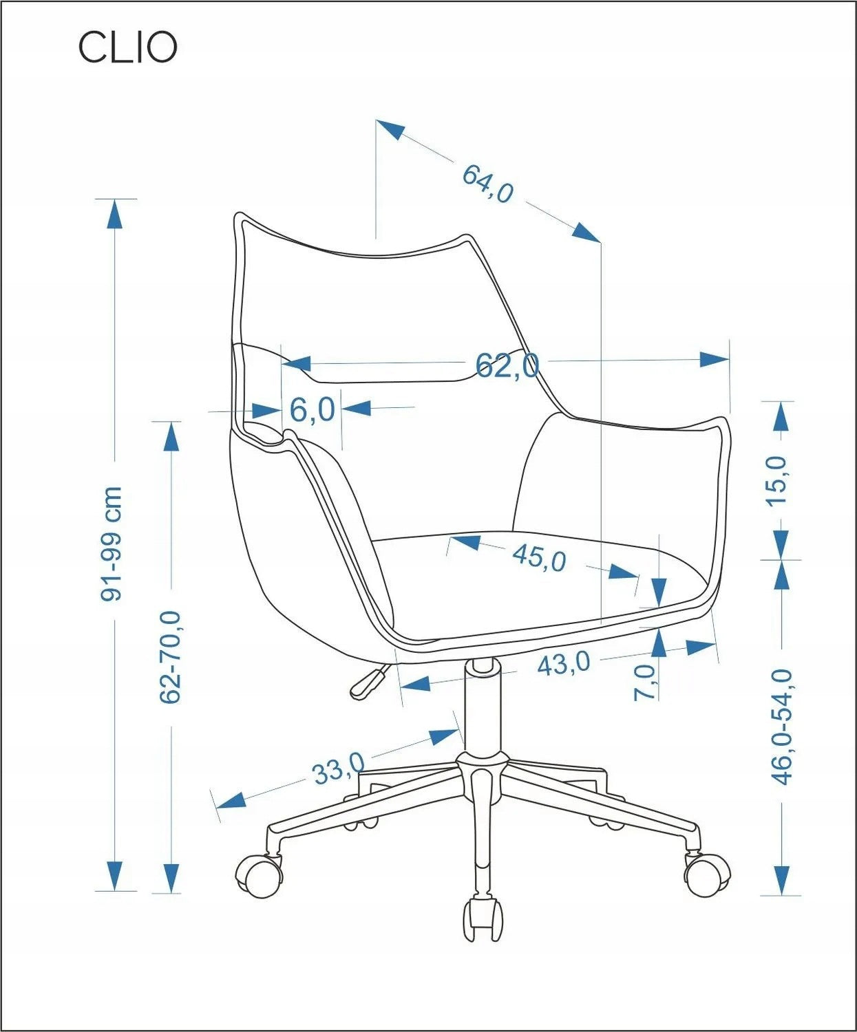 Upholstered Office Chair Height Adjustment CLIO Brown Halmar Brand Halmar