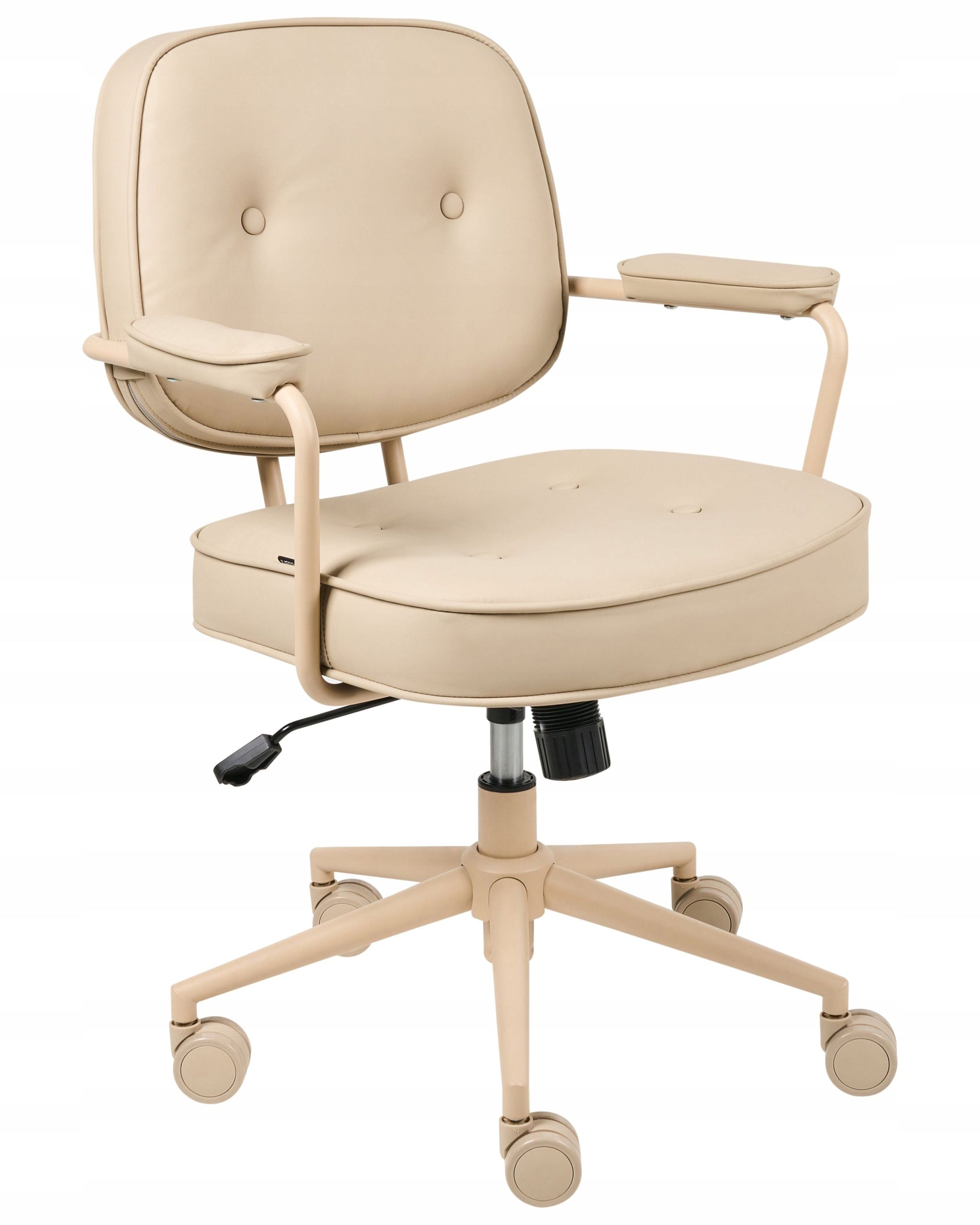 Upholstered Office Chair Metal Frame Beige