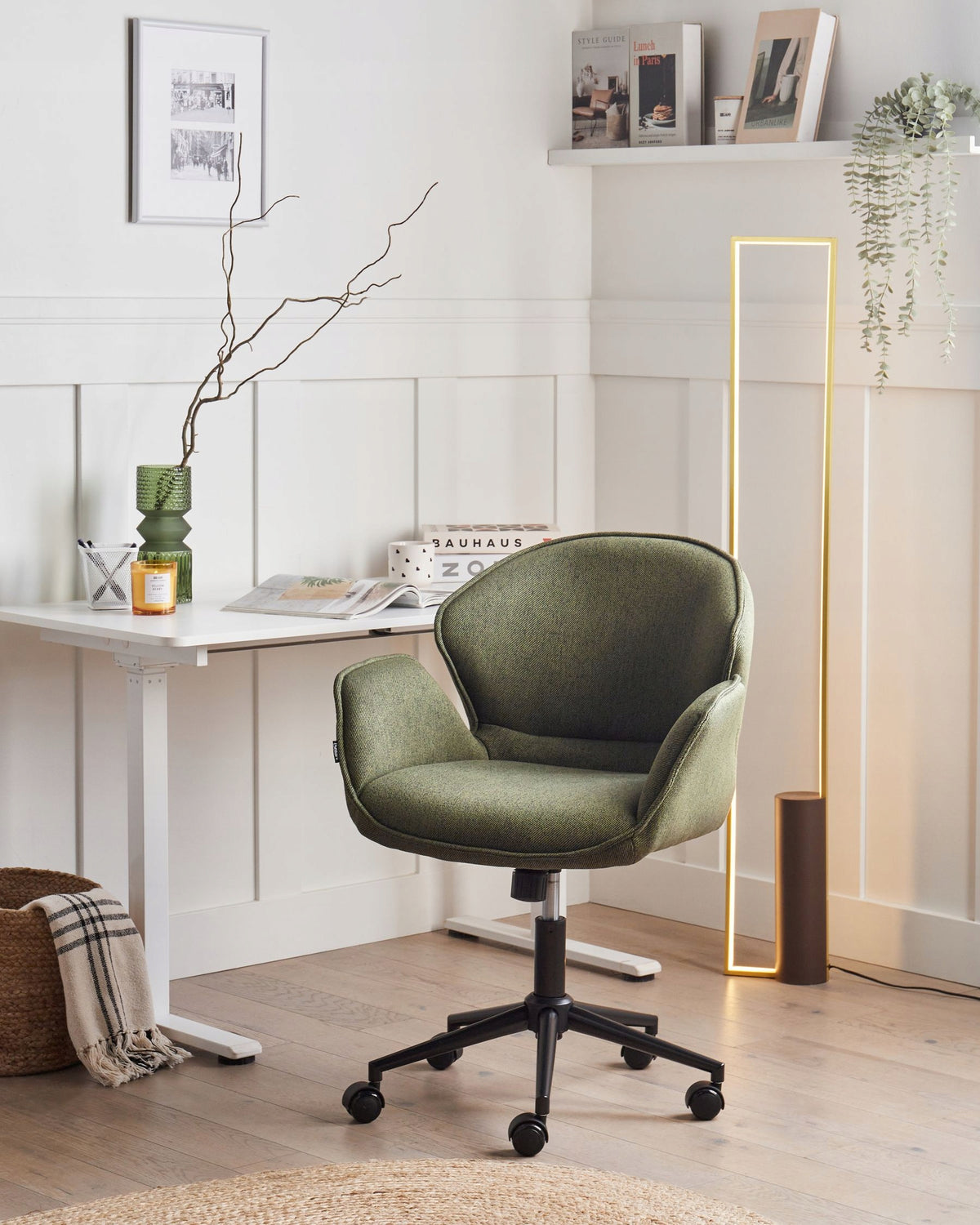Upholstered Office Chair Metal Frame Green Packaging status original