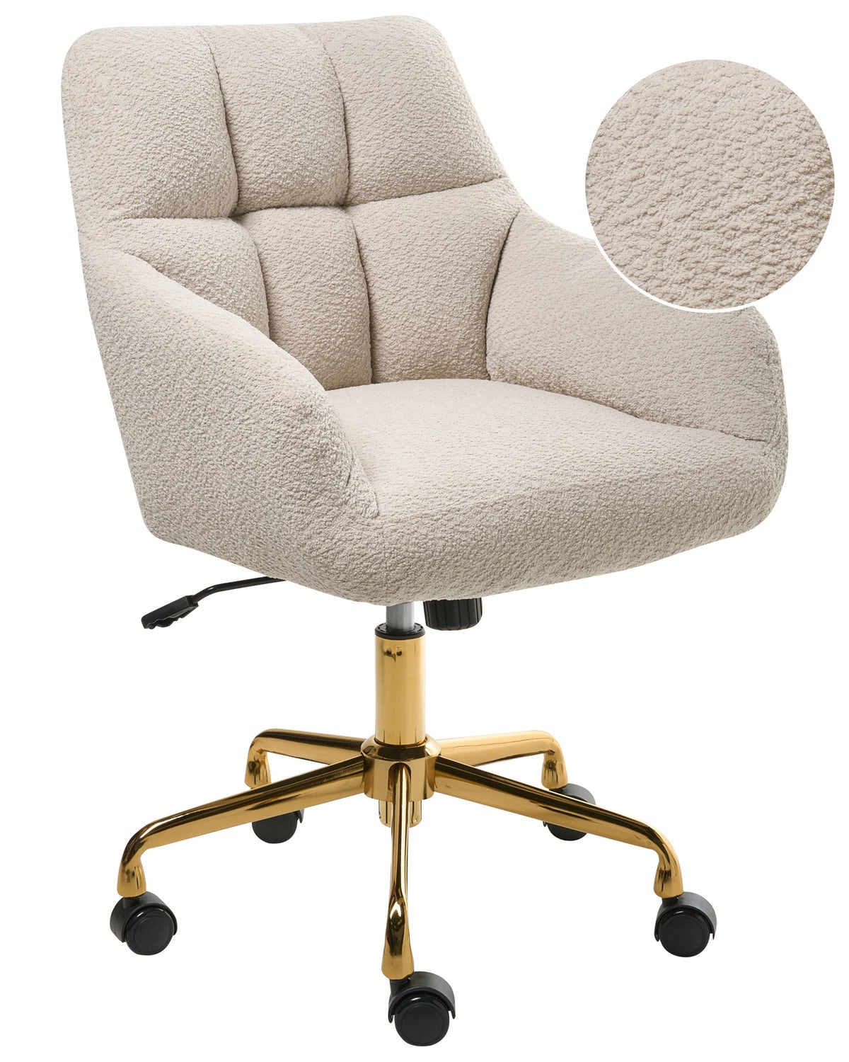 Upholstered Office Chair Metal Frame Light Beige