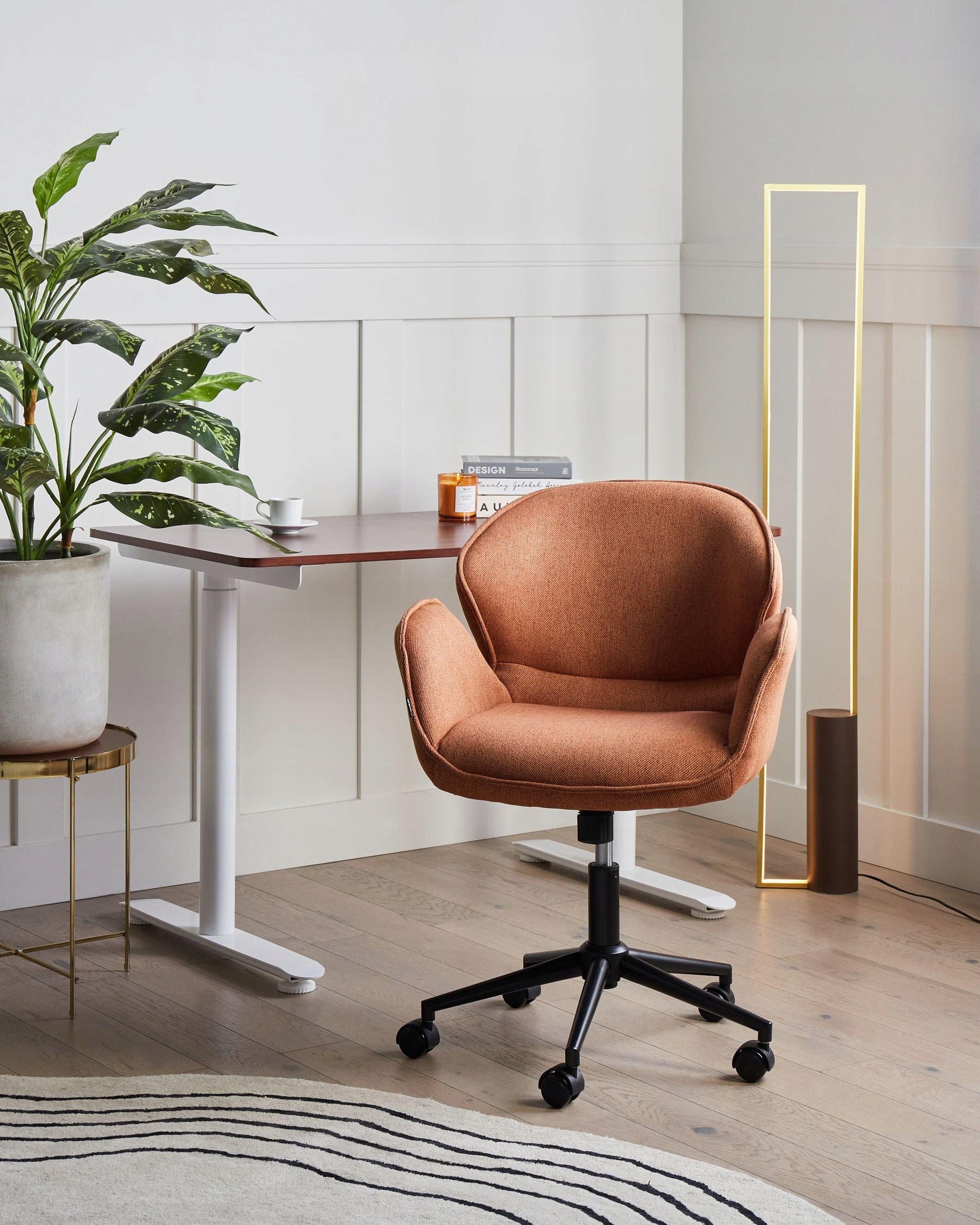 Upholstered Office Chair Metal Frame Orange Packaging status original