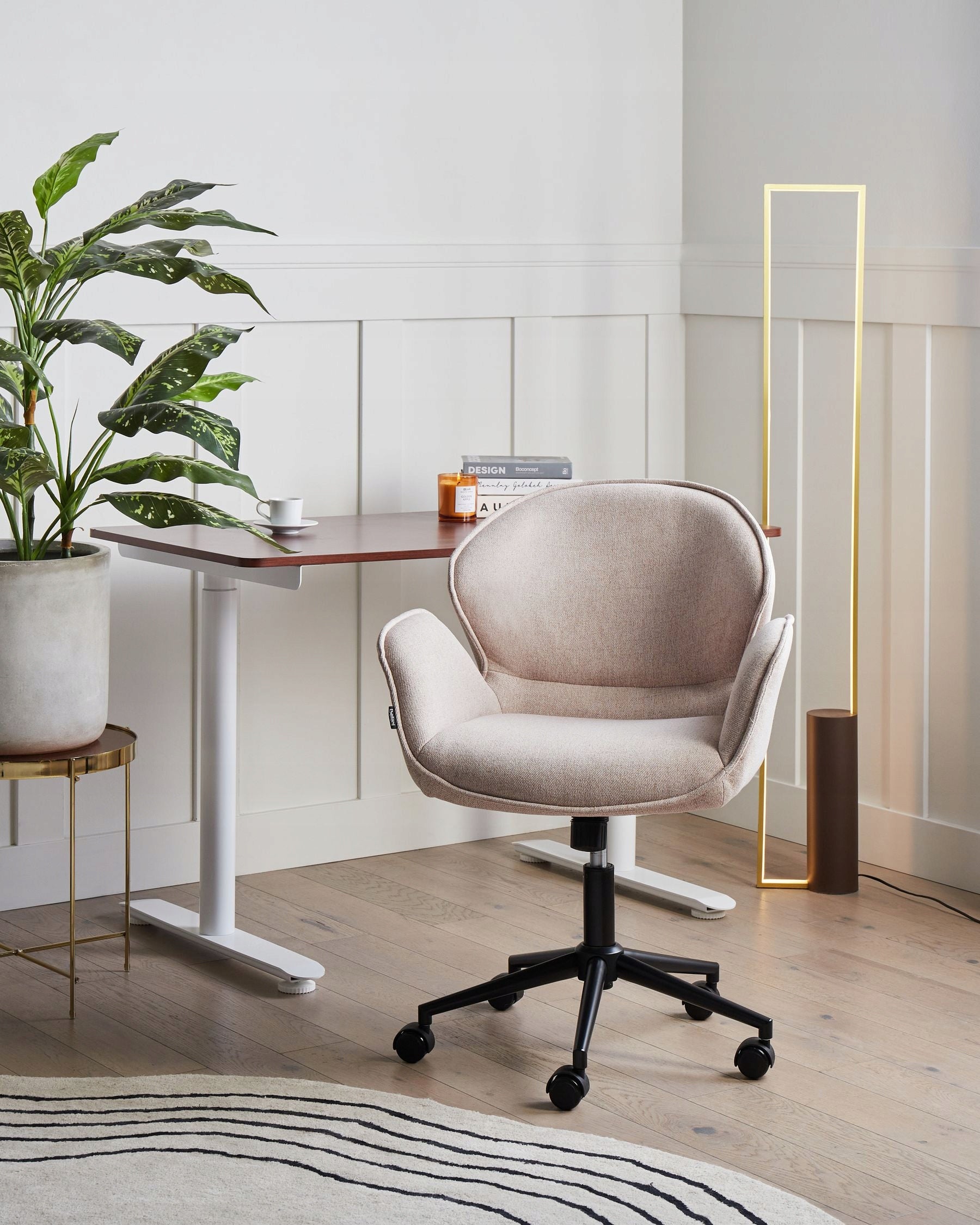 Upholstered office chair metal frame beige and gray Packaging status original