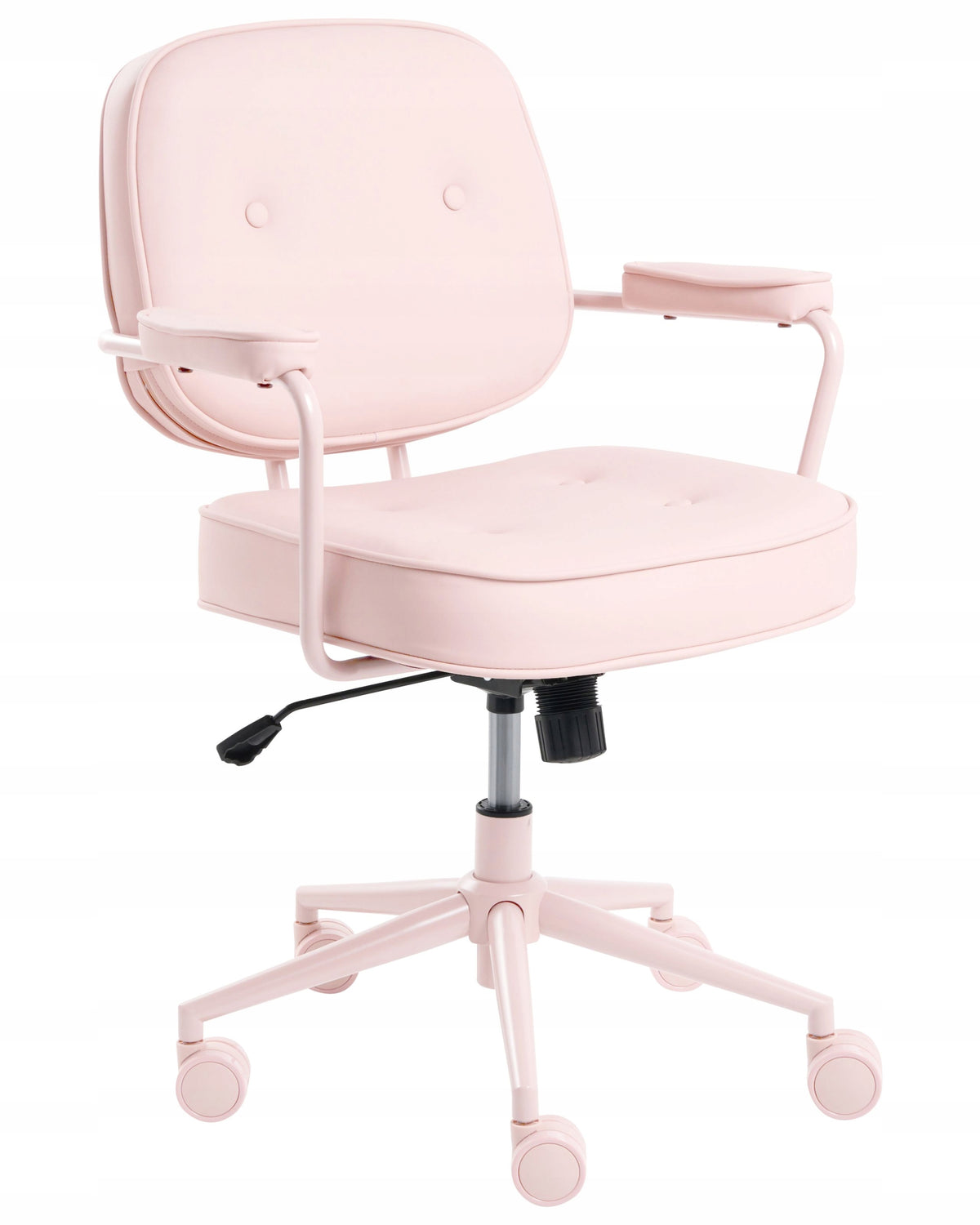 Upholstered office chair metal frame pastel pink