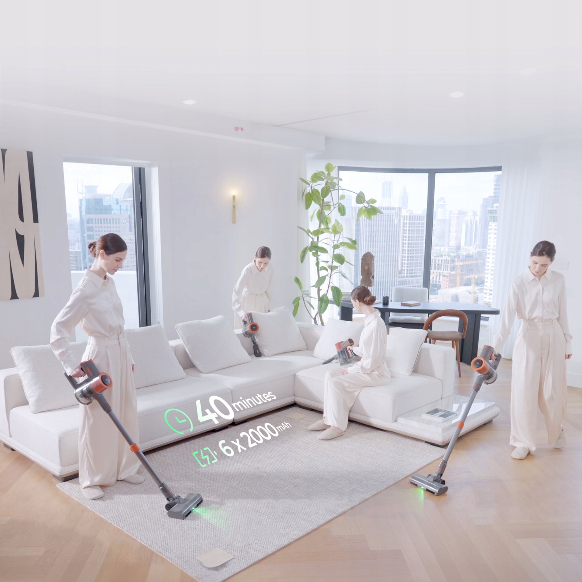 Upright Cordless Vacuum Cleaner JIGOO C200 23Kpa 350W LED 40 Min 72dB 1.2L Brand JIGOO
