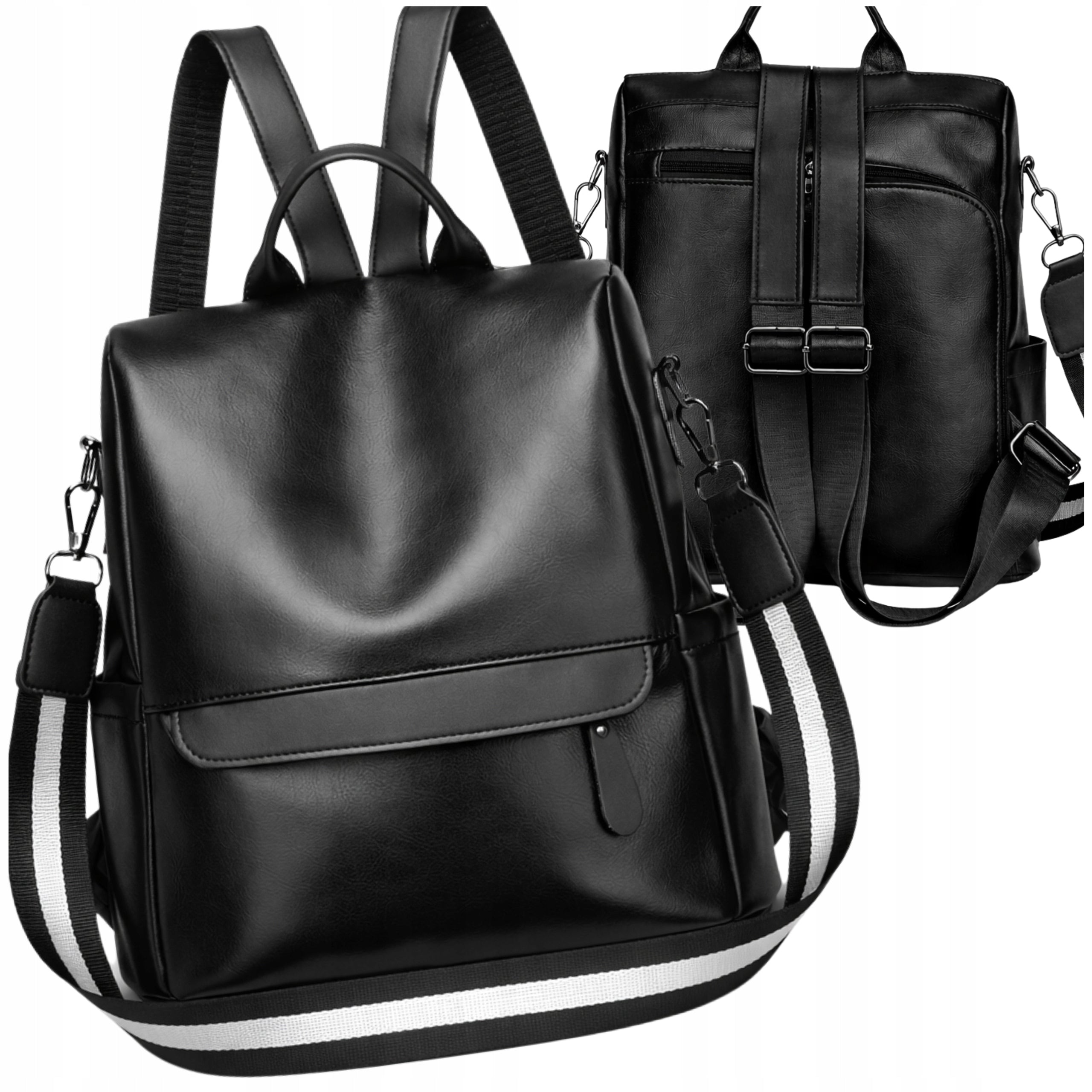 Urban Classic Backpack Elegant Women's Leather 2in1 Black Shoulder Bag Brand EdiBazzar