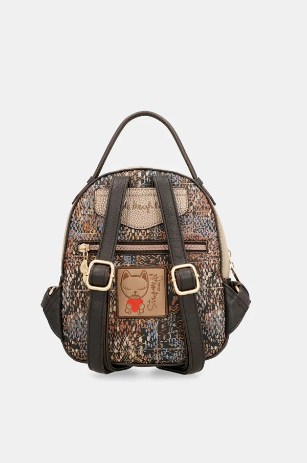 Urban single compartment small backpack Anekke Tulip 43705-188 Main pattern print