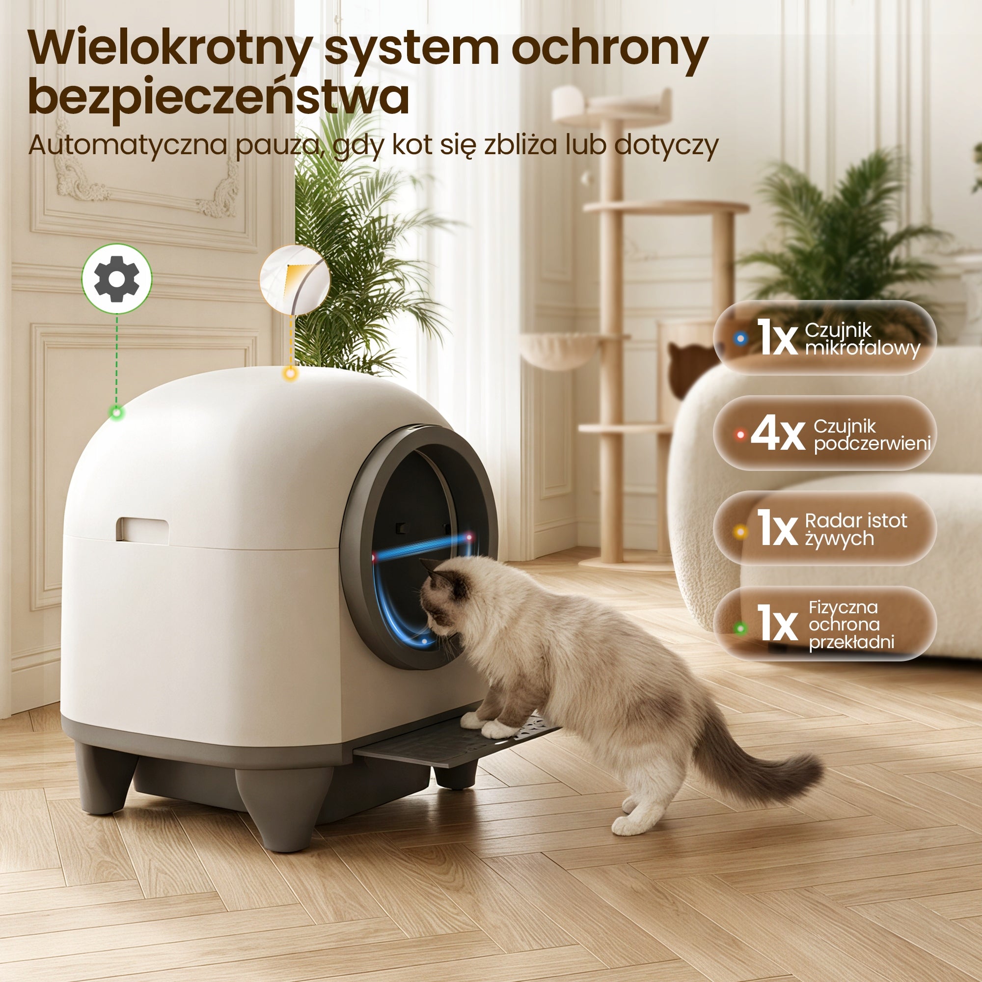 Urocza inteligentna i samoczyszcząca się kuweta dla kota wielofunkcyjna Brand HOMALL