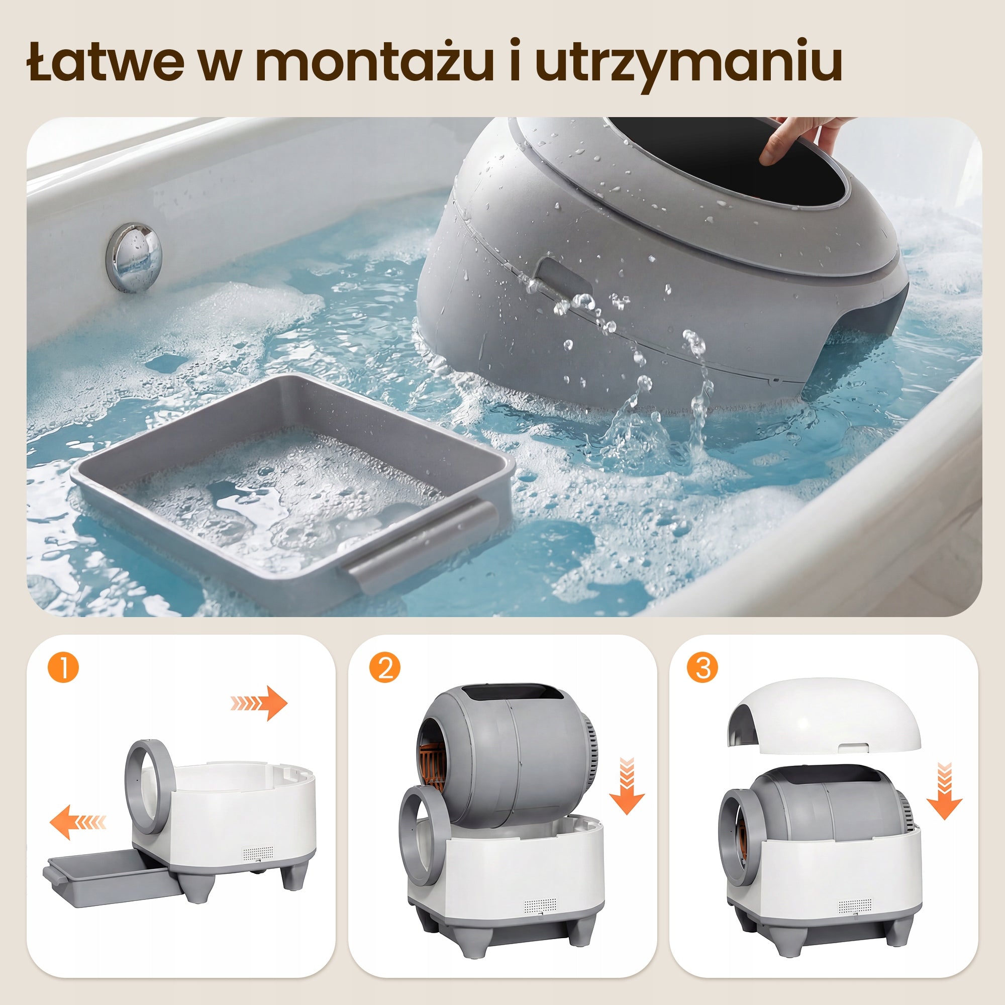 Urocza inteligentna i samoczyszcząca się kuweta dla kota wielofunkcyjna Length 55.6 cm