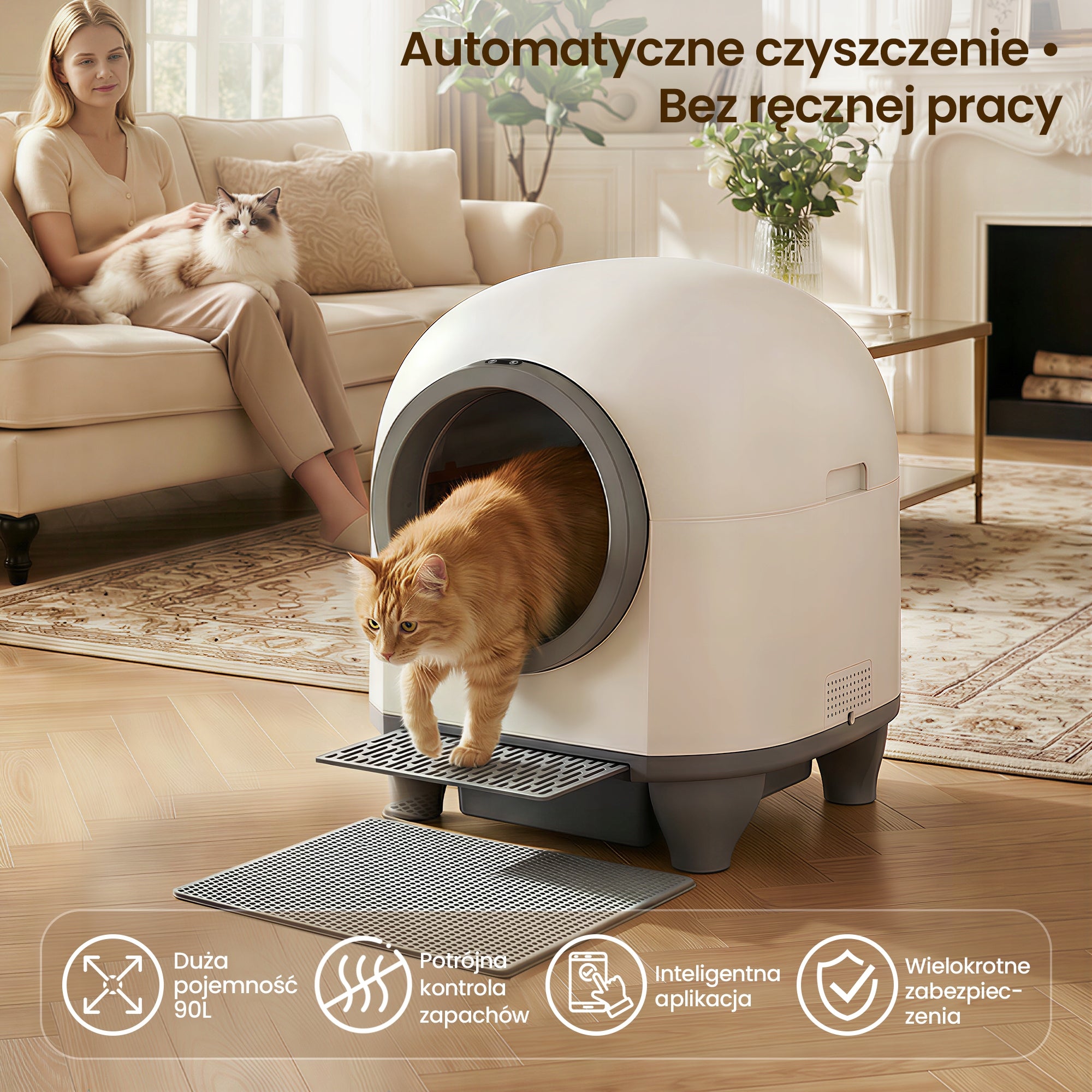 Urocza inteligentna i samoczyszcząca się kuweta dla kota wielofunkcyjna Manufacturer code G-SCLB24-0769E-2GY