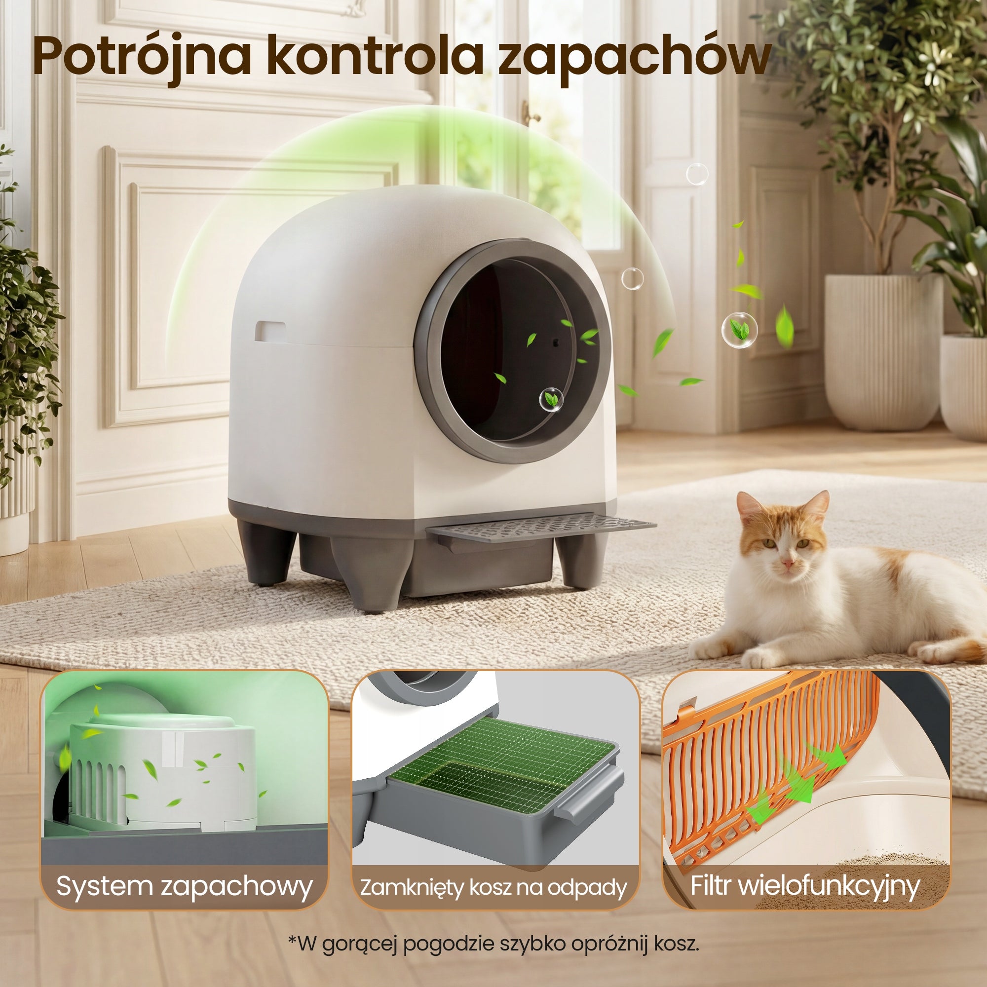 Urocza inteligentna i samoczyszcząca się kuweta dla kota wielofunkcyjna Model Standard