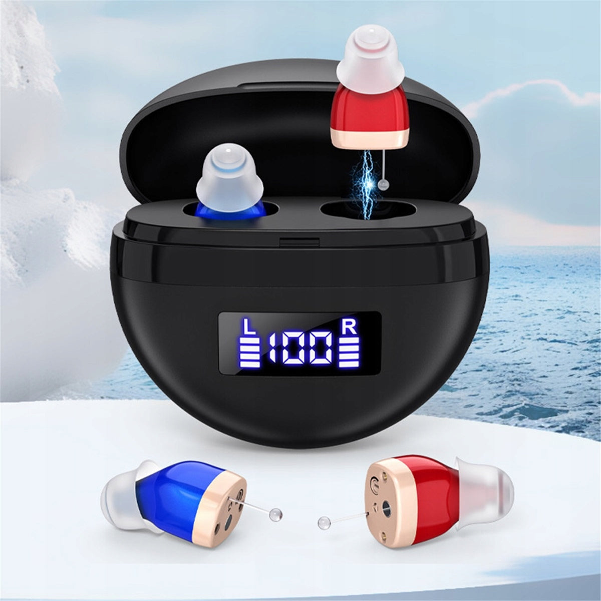Usb Rechargeable In-Ear Hearing Aid With Noise Reduction Function Black Packaging status original
