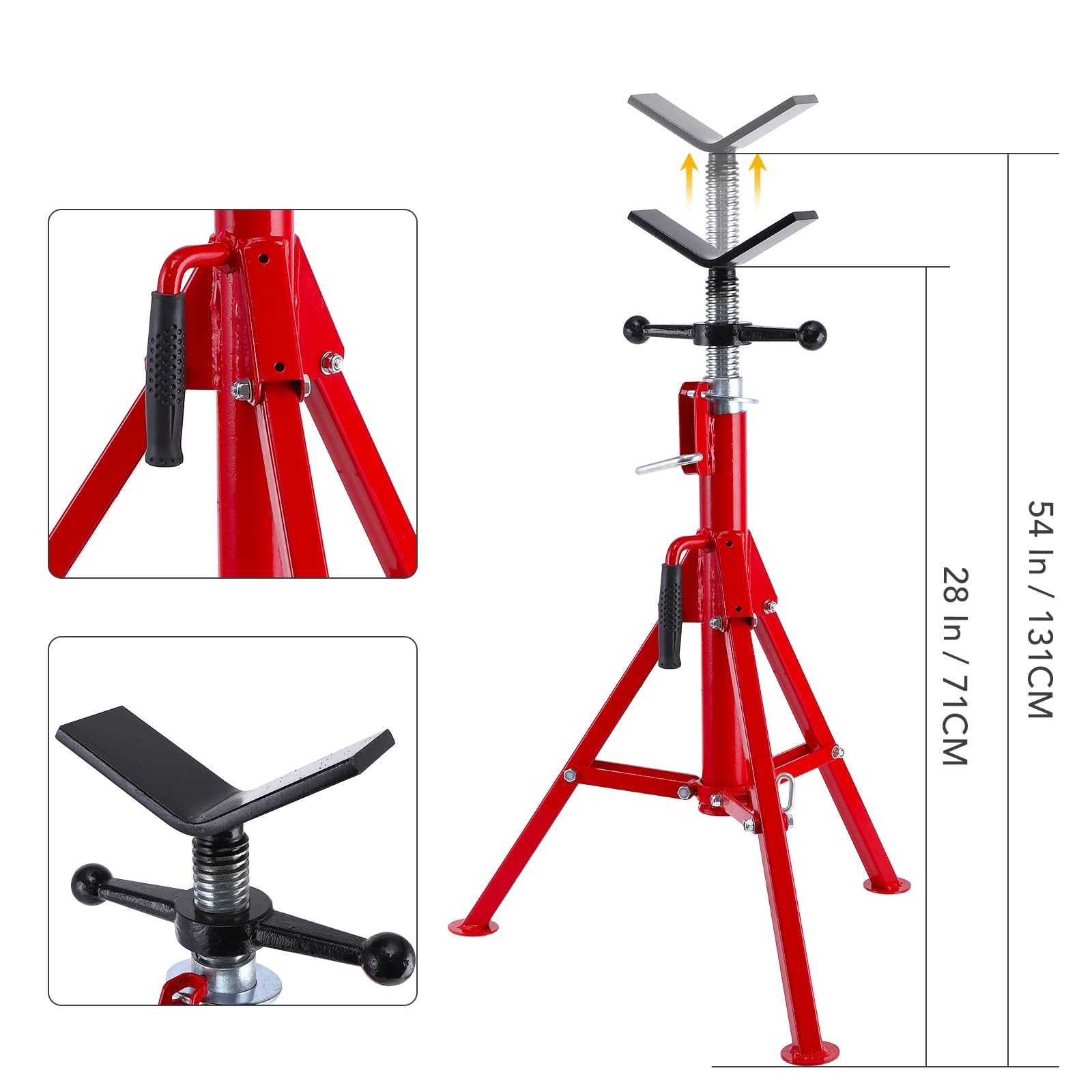 V Head Pipe Jack Stand, 1/8 in-12 in Capacity, 71- 132cm Brand no brand