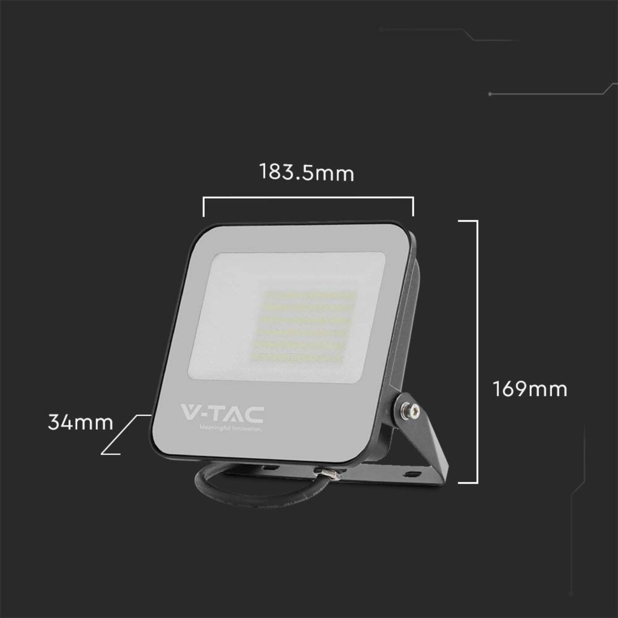 V-TAC LED Projector White 50W 8000lm 4000K IP65 Heat Color VT-44051 Brand V-TAC