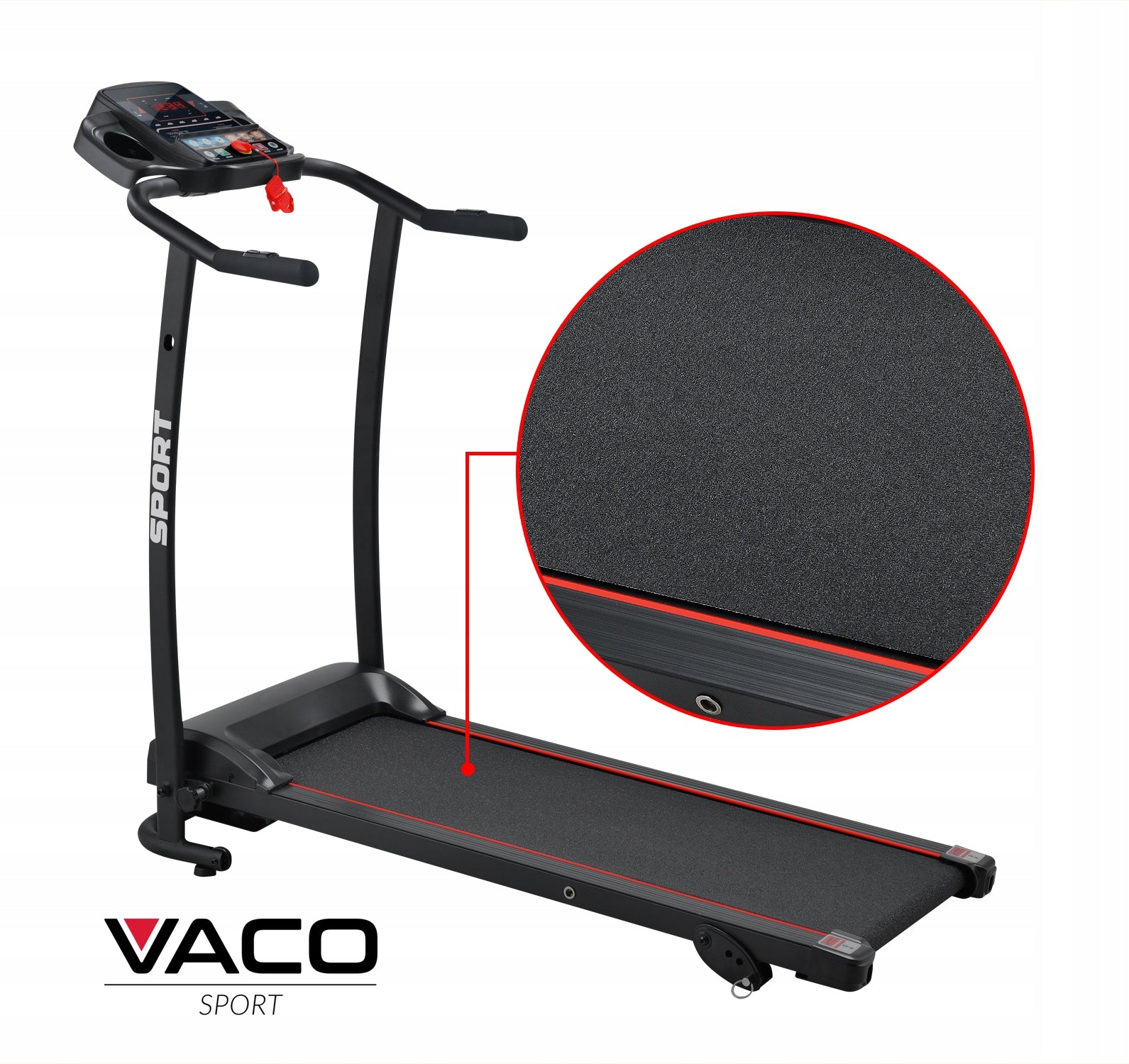 VACO Folding Electric Home Treadmill Tilt Adjustment Application Maximum user weight 120 kg