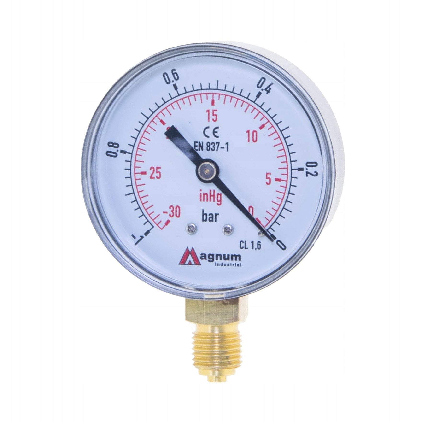 VACUOMETER 63MM 1/4 RADIAL -1 - 0 BAR LOWER CLOCK