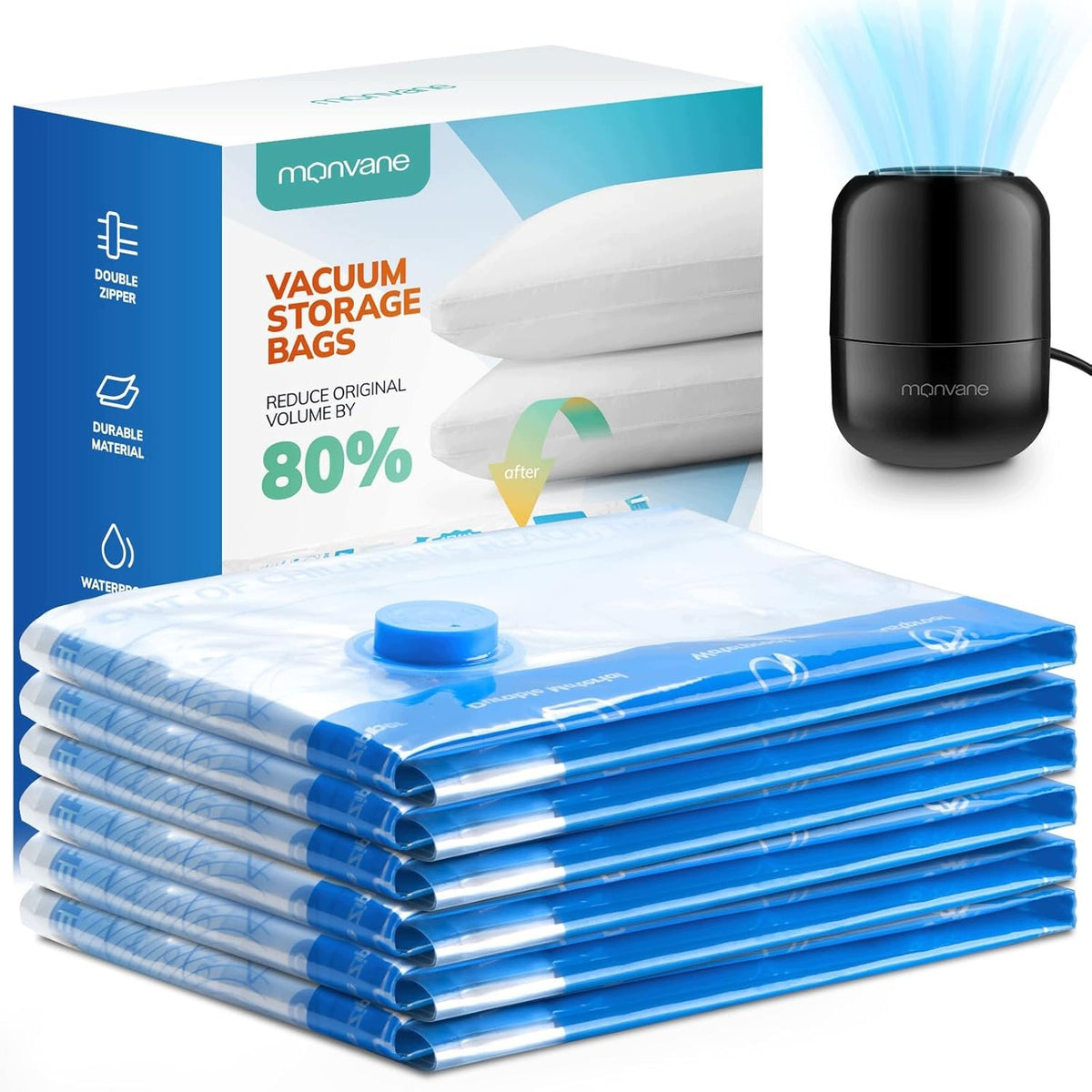 VACUUM BAGS 80X100 CM SET OF 6 ELECTRIC PUMP