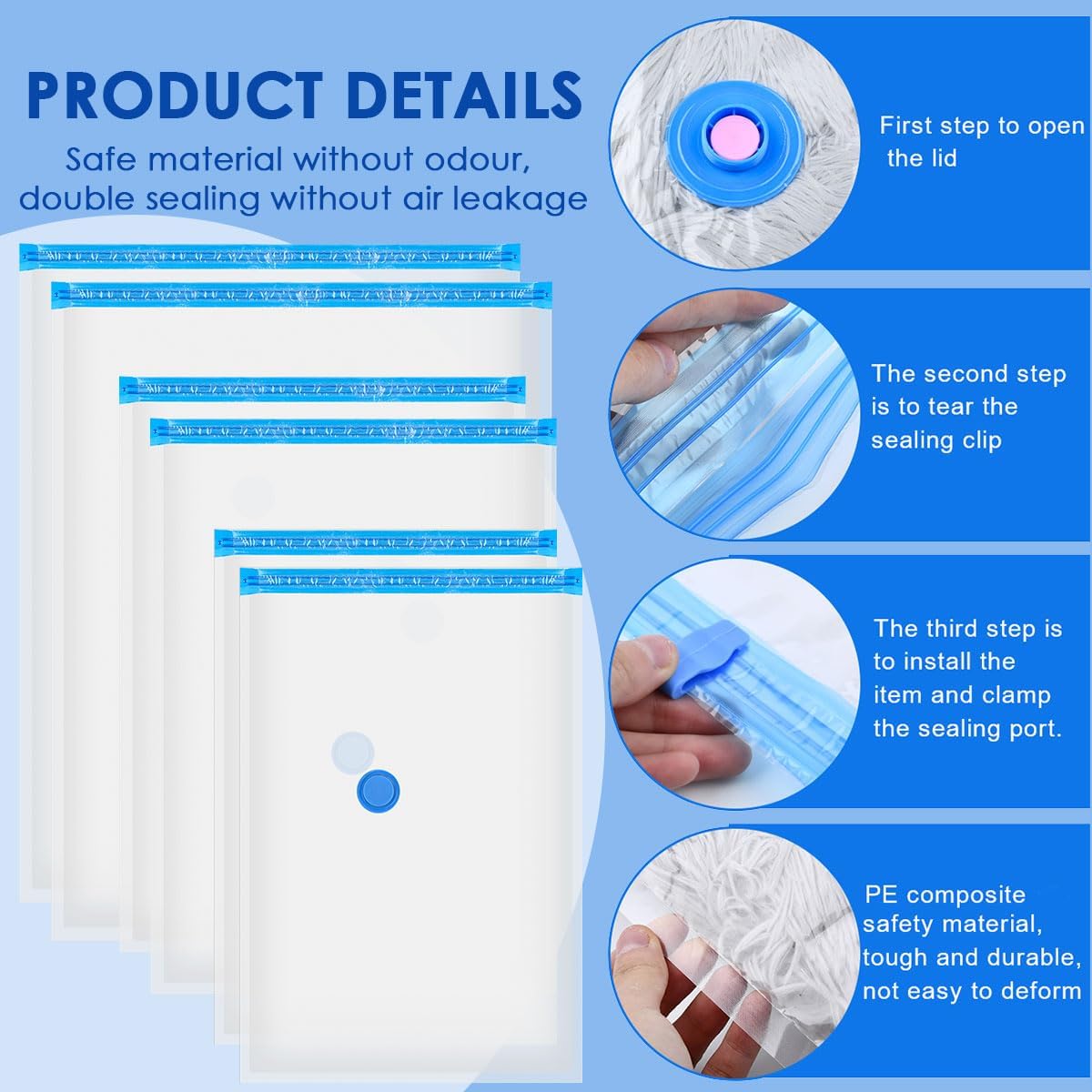 VACUUM BAGS FOR CLOTHING 6 PCS WITH ELECTRIC PUMP COMPRESSION Brand no brand