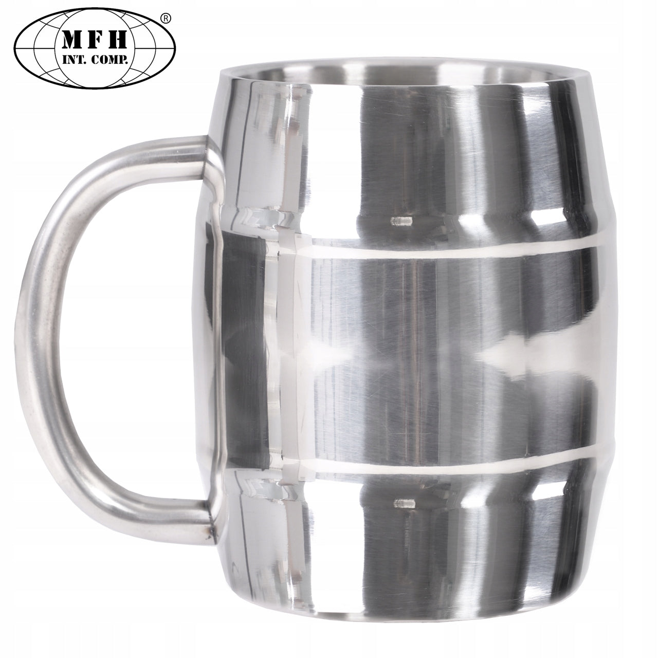 VACUUM BEER MUG MFH BARREL STAINLESS STEEL 450 ml +GR. Brand MFH