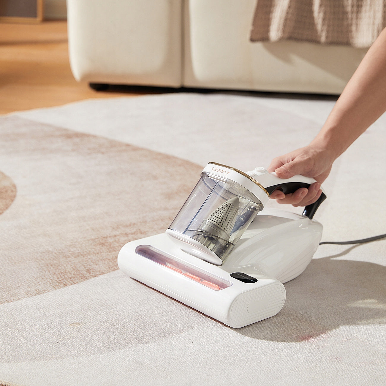 VACUUM CLEANER FOR DUST MITES FOR UVC UPHOLSTERY HANDHELD ULTRASOUND 65°C UWANT M600 Dust container volume 0.18 l