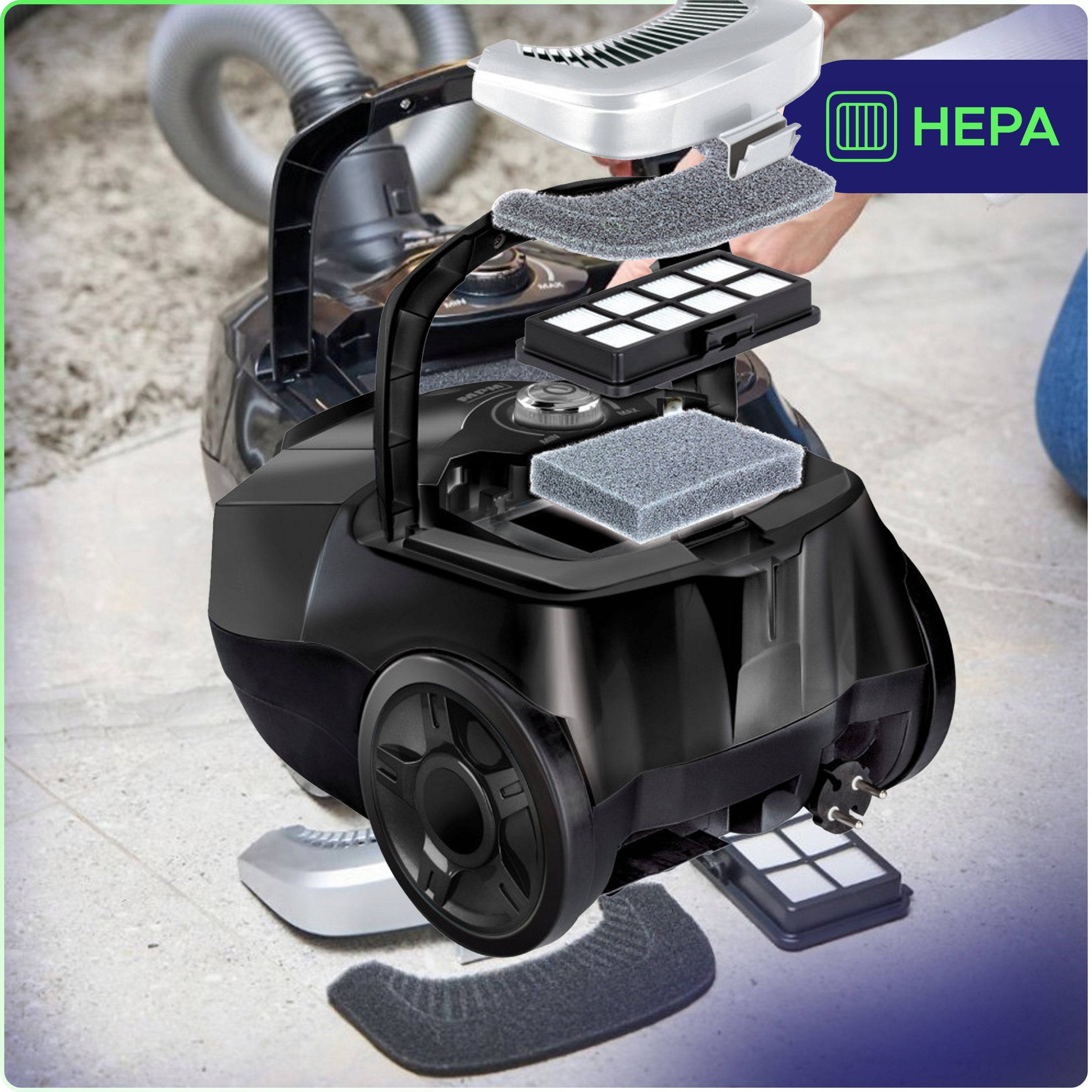 VACUUM CLEANER TRADITIONAL BAG STRONG 850W HEPA FILTER REGULATION MPM MOD-180 Dominant color black