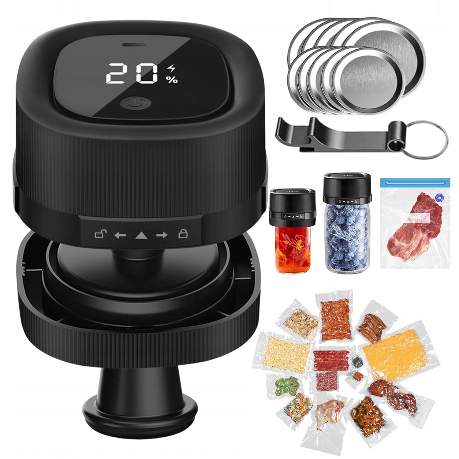 VACUUM CLOSING JAR MACHINE WITH 2 JARS AND ACCESSORIES