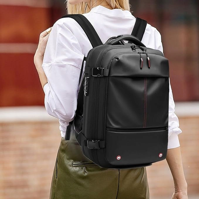 VACUUM COMPRESSION BACKPACK WITH BUILT-IN PUMP, LEATHER, ANTI-THEFT Brand no brand