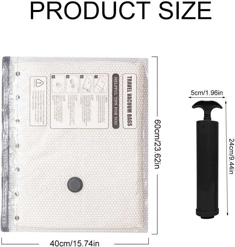 VACUUM COMPRESSION BAGS 40X60CM 6PCS WITH PUMP SPACE SAVING Color transparent