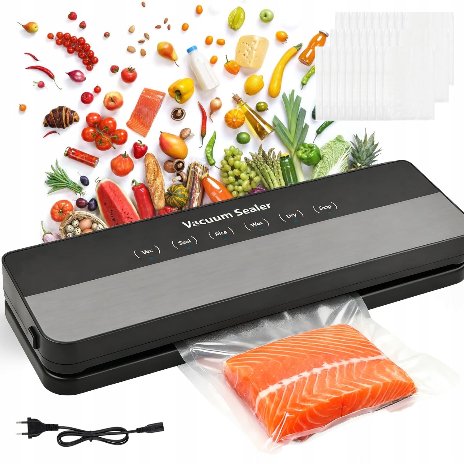 VACUUM FOOD FOIL WELDING MACHINE + 30PCS BAGS