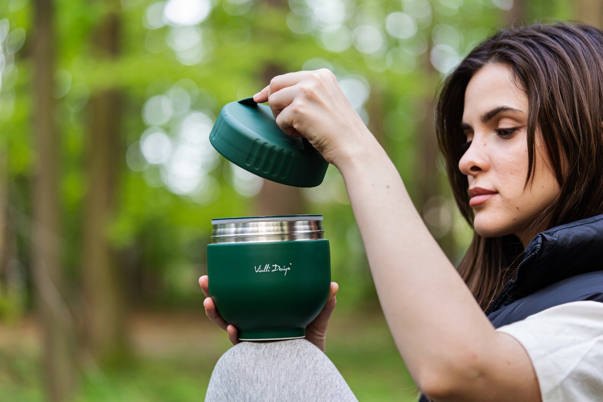 VACUUM LUNCH THERMOS SEALED WITH FUORI SPOON CONTAINER 680 ml GREEN Manufacturer code 30336
