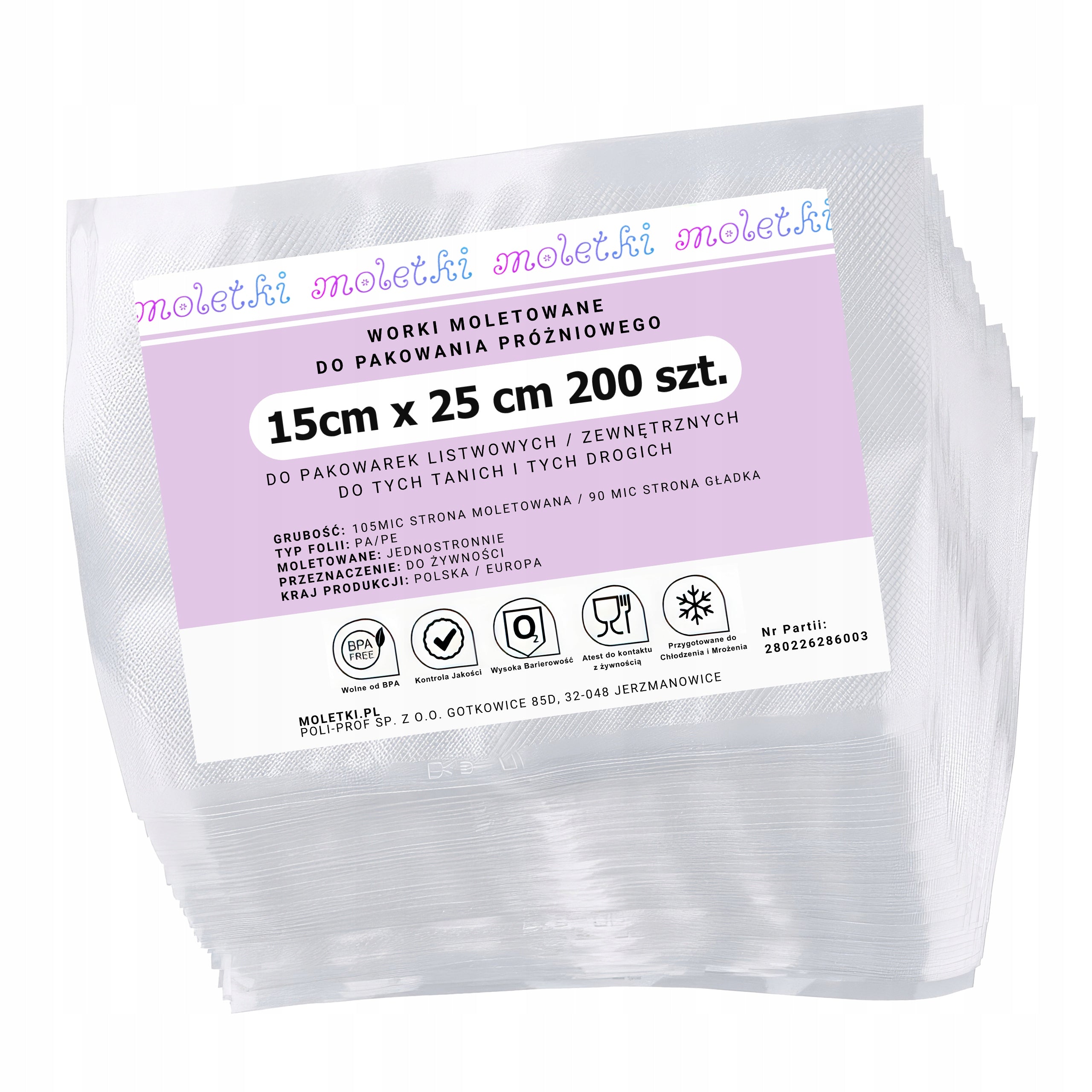 VACUUM PACKAGING MACHINE Film Bags 200pcs 15cm 25cm