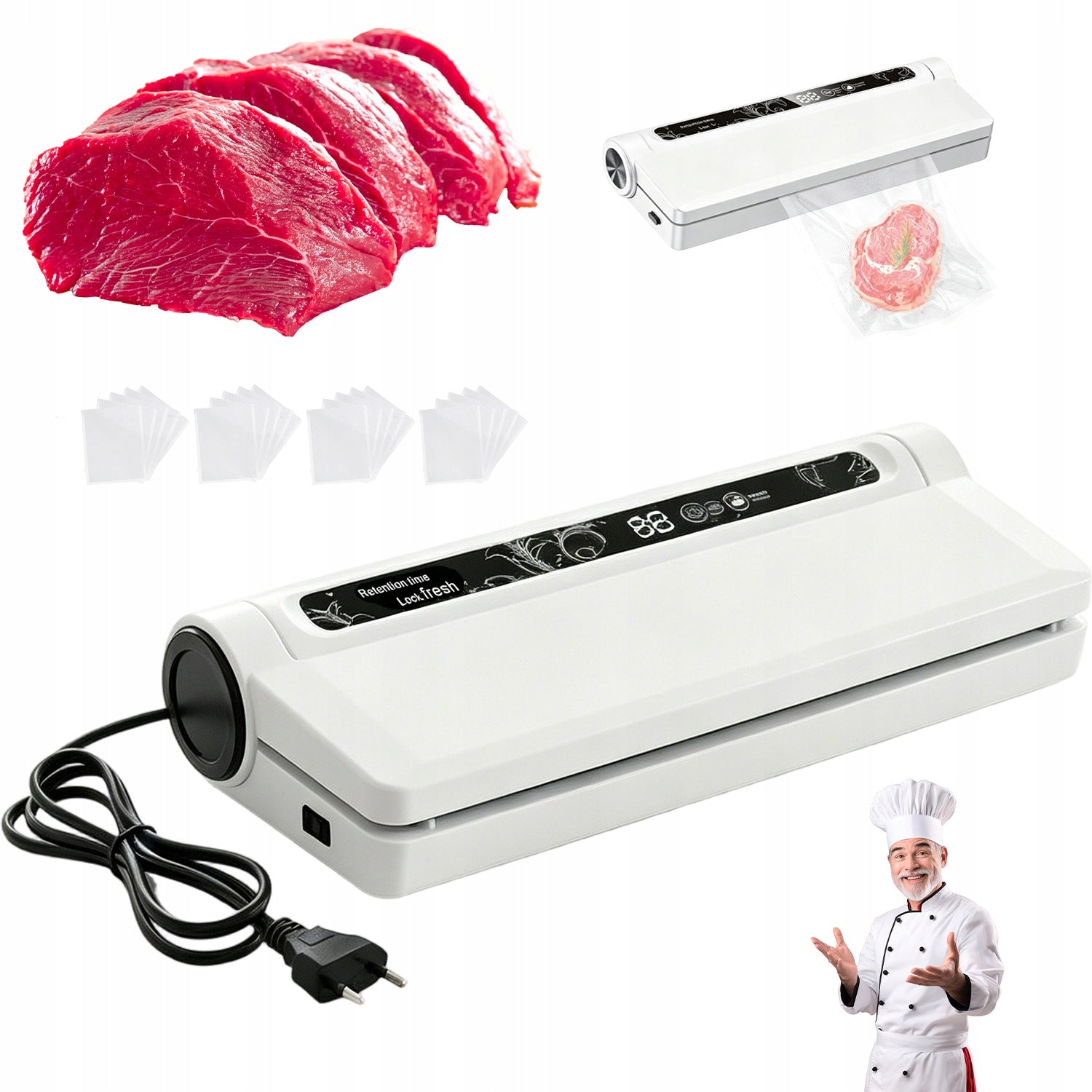 VACUUM SEALER 130W 21CM DUAL FUNCTION SET OF 20 BAGS HOUSE