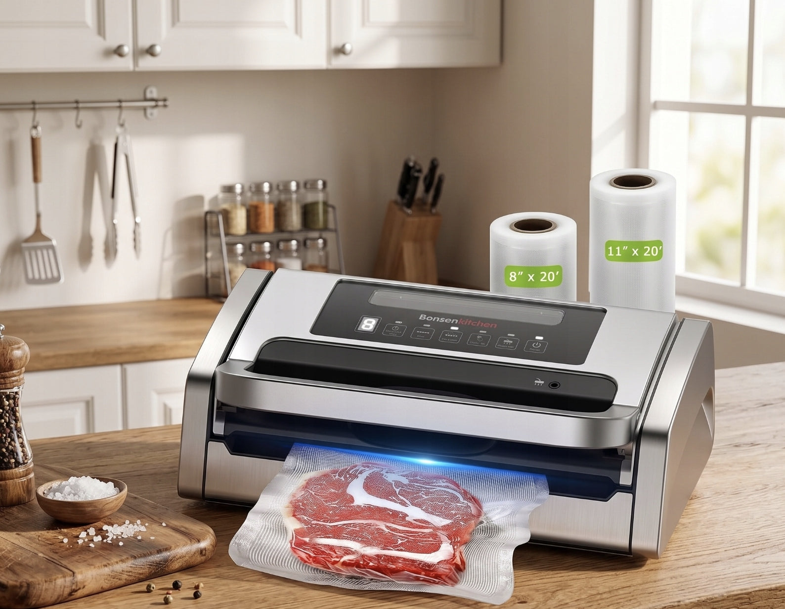 VACUUM SEALER BONSENKITCHEN VS4100 WITH LOCK AND KNIFE //A01 Manufacturer code LPNHe071204421
