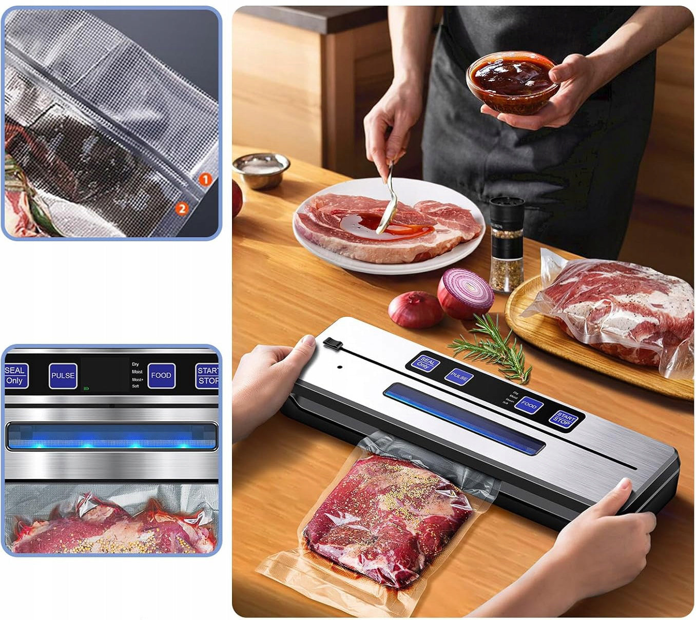 VACUUM SEALER FOOD FOIL PACKAGING MACHINE 120W + 5X BAGS Brand Zosudull