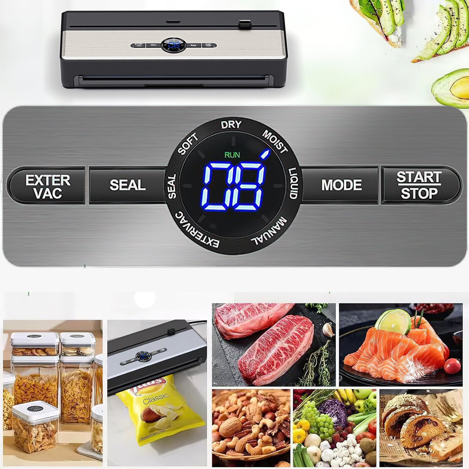 VACUUM SEALER FOOD PACKAGING MACHINE AUTOMATIC 7 FUNCTIONS+FOIL EAN (GTIN) 8711727435656