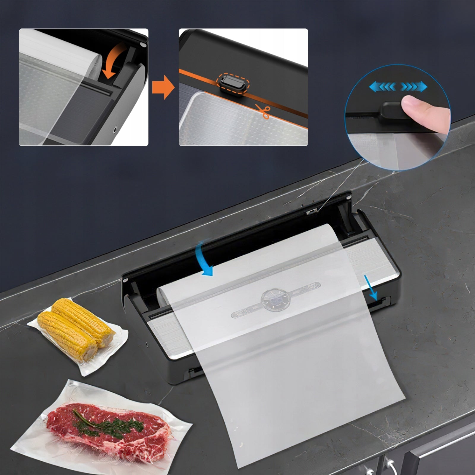 VACUUM SEALER FOOD PACKAGING MACHINE AUTOMATIC+BAGS & FILM 7in1 Brand Telinult