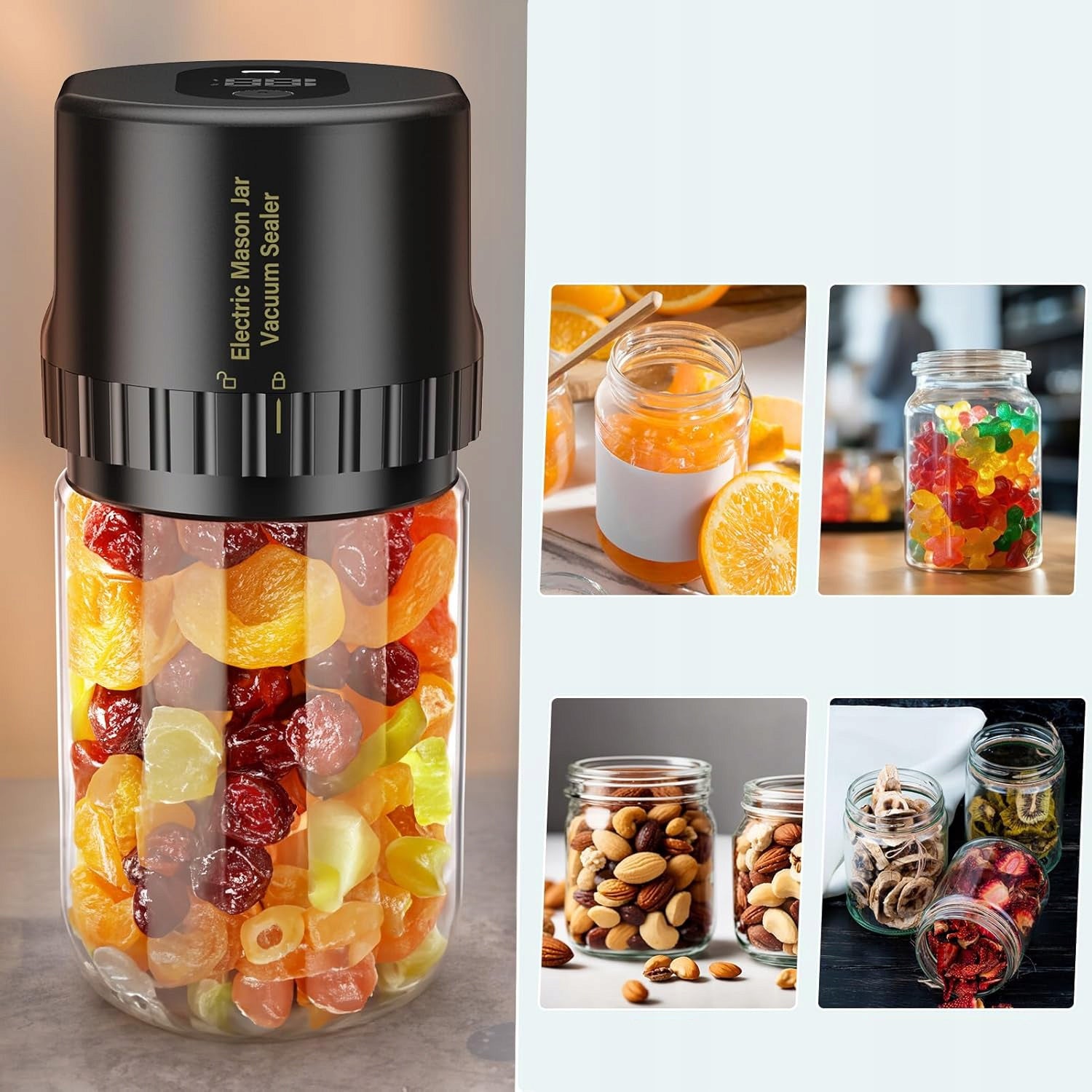 VACUUM SEALER FOR BATTERY-POWERED JARS Model Maszyna do zamykania puszek