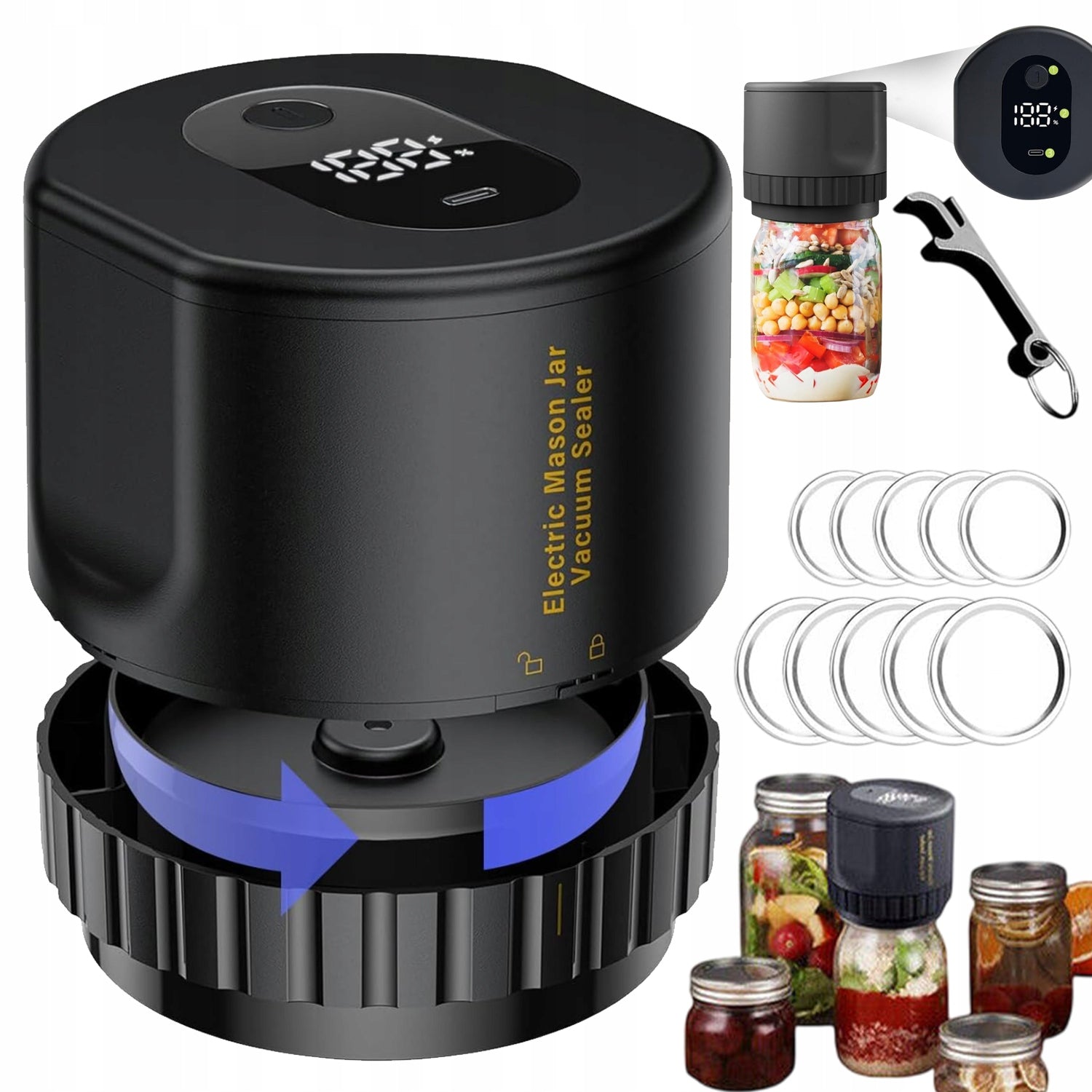 VACUUM SEALER FOR BATTERY-POWERED JARS