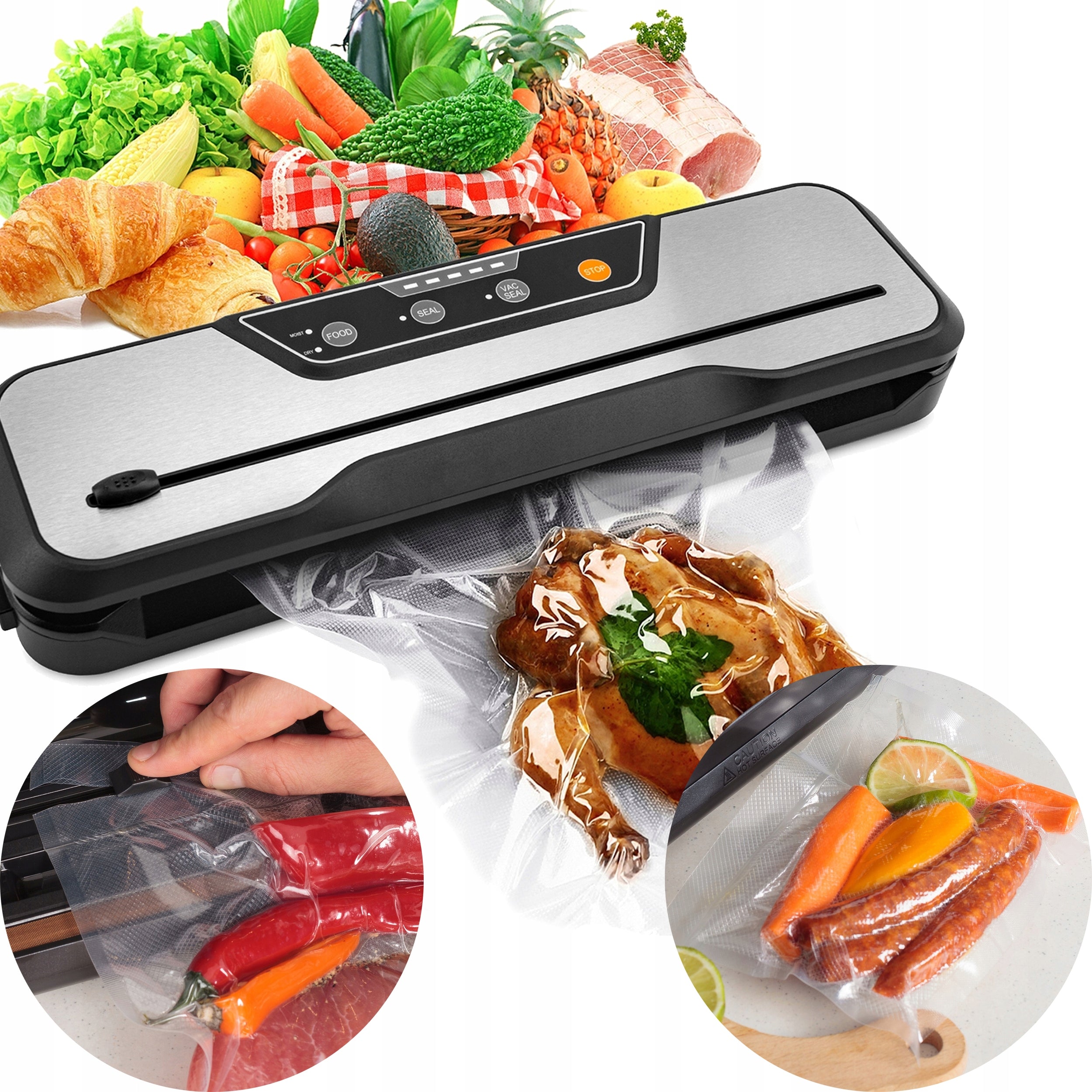 VACUUM SEALER FOR FILM FOOD PACKAGING MACHINE 10 BAGS BOTTLE HOSE